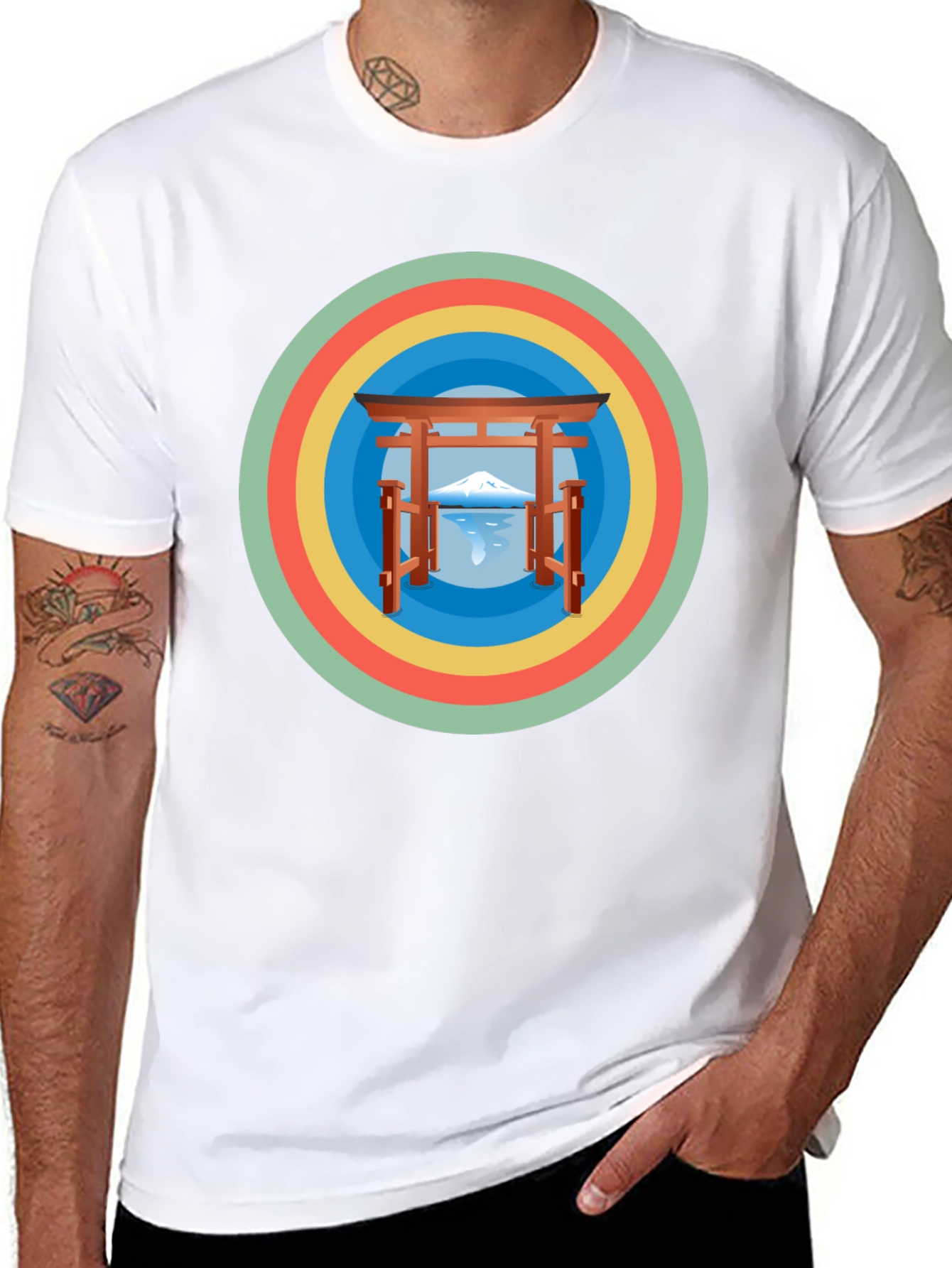 Retro Japanese Graphic Tee - Mens Black T-Shirt