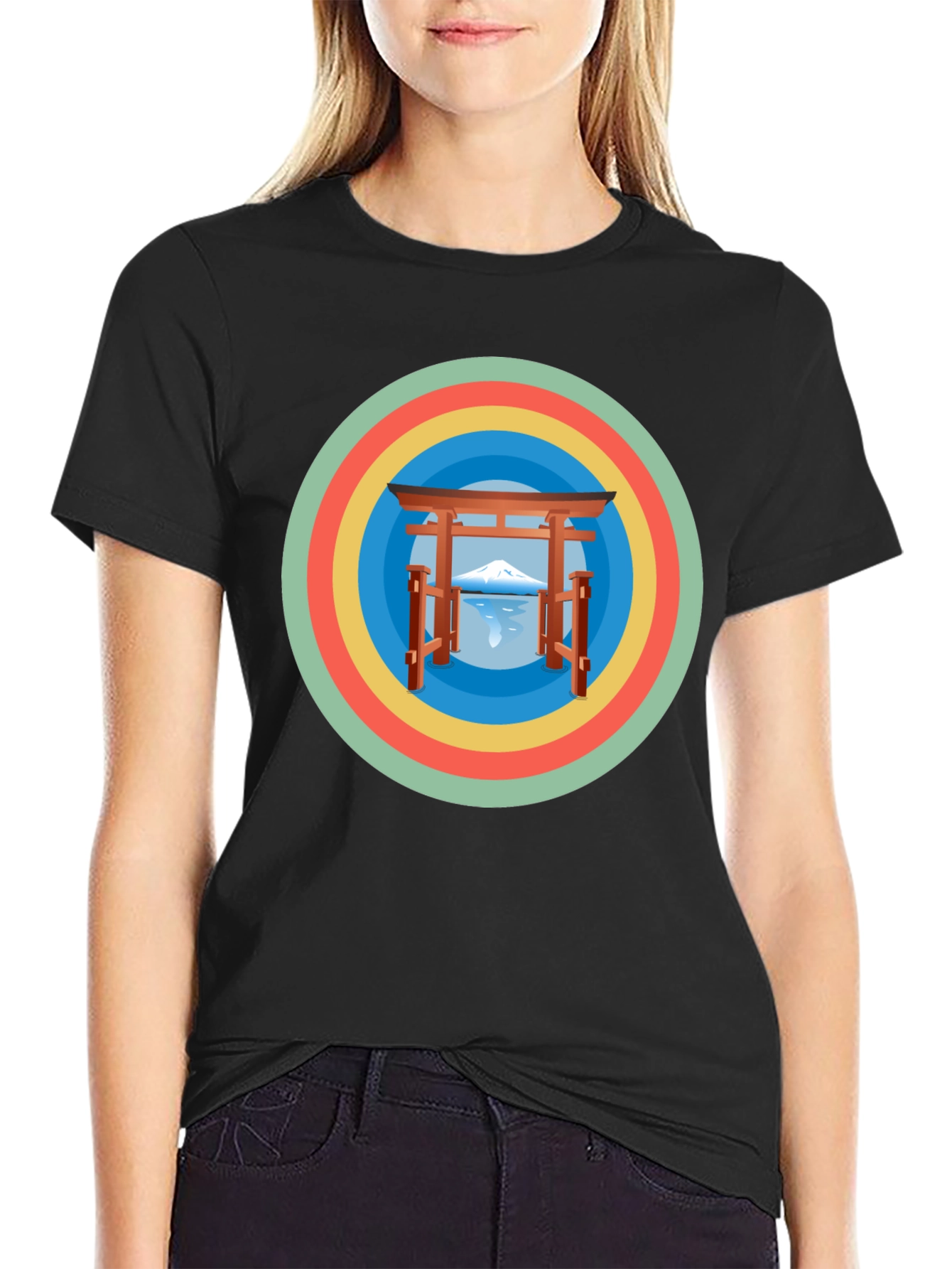 Retro Japanese Graphic Tee - Mens Black T-Shirt