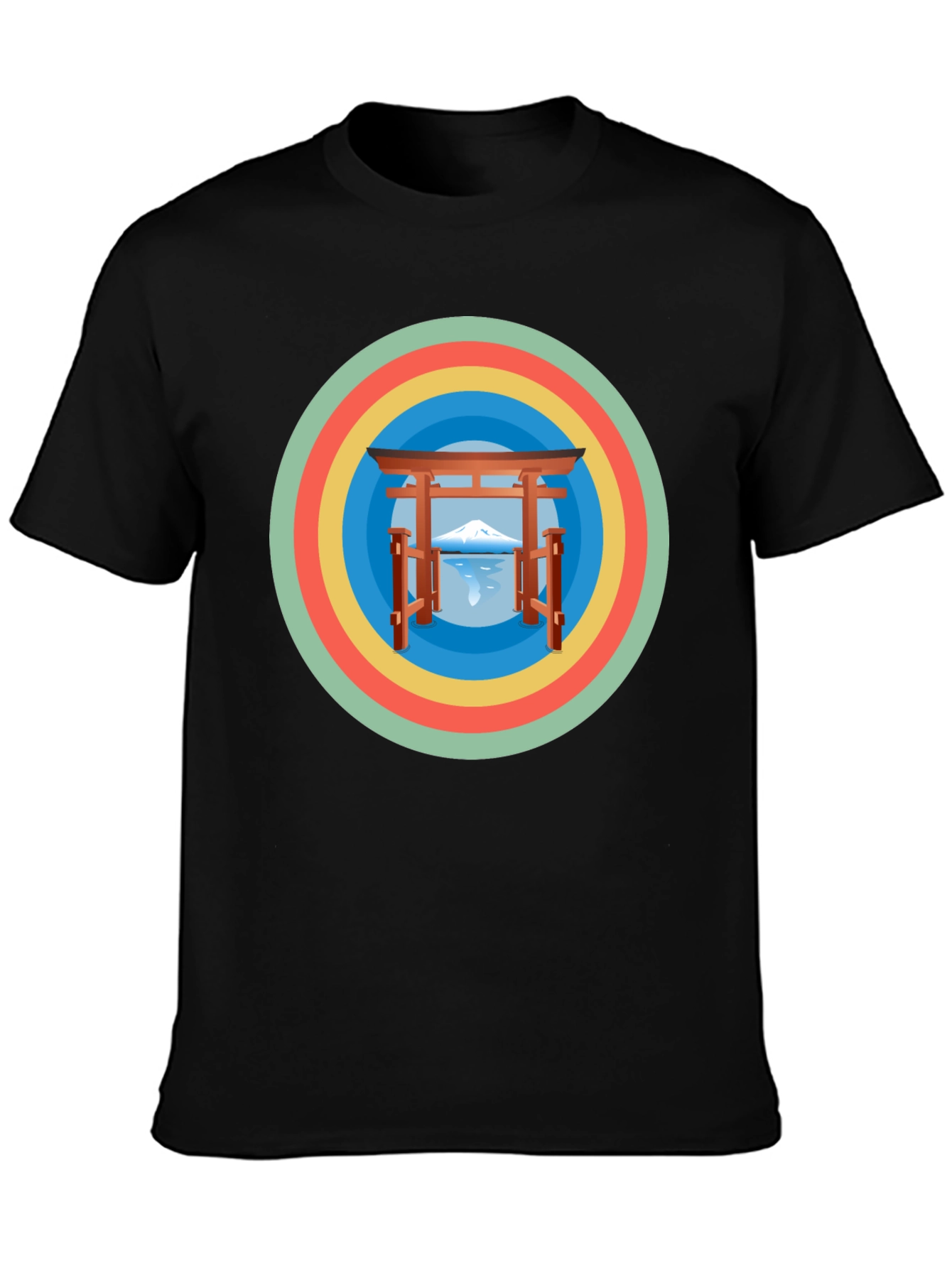 Retro Japanese Graphic Tee - Mens Black T-Shirt