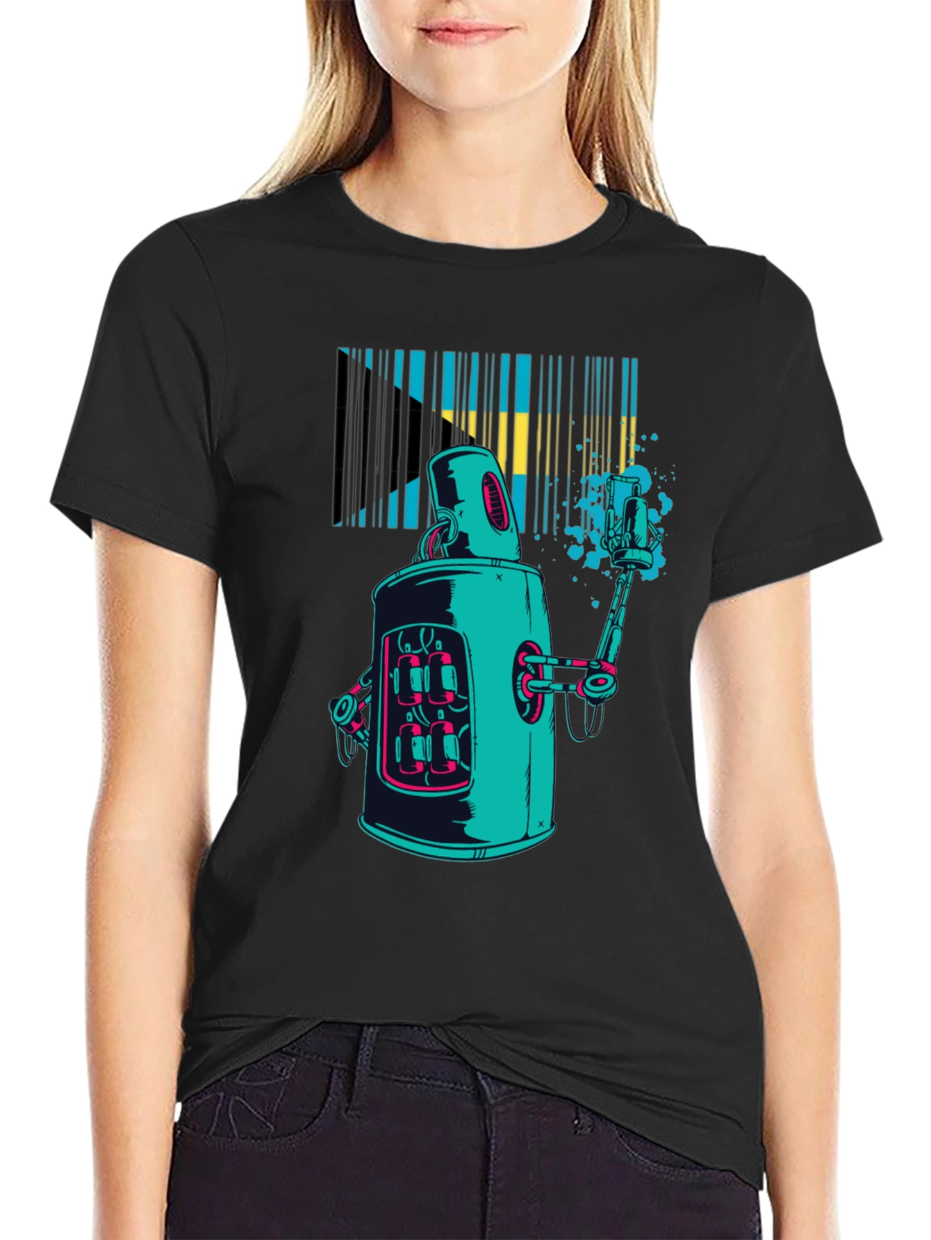 Robot Bahamas Flag Graphic Tee