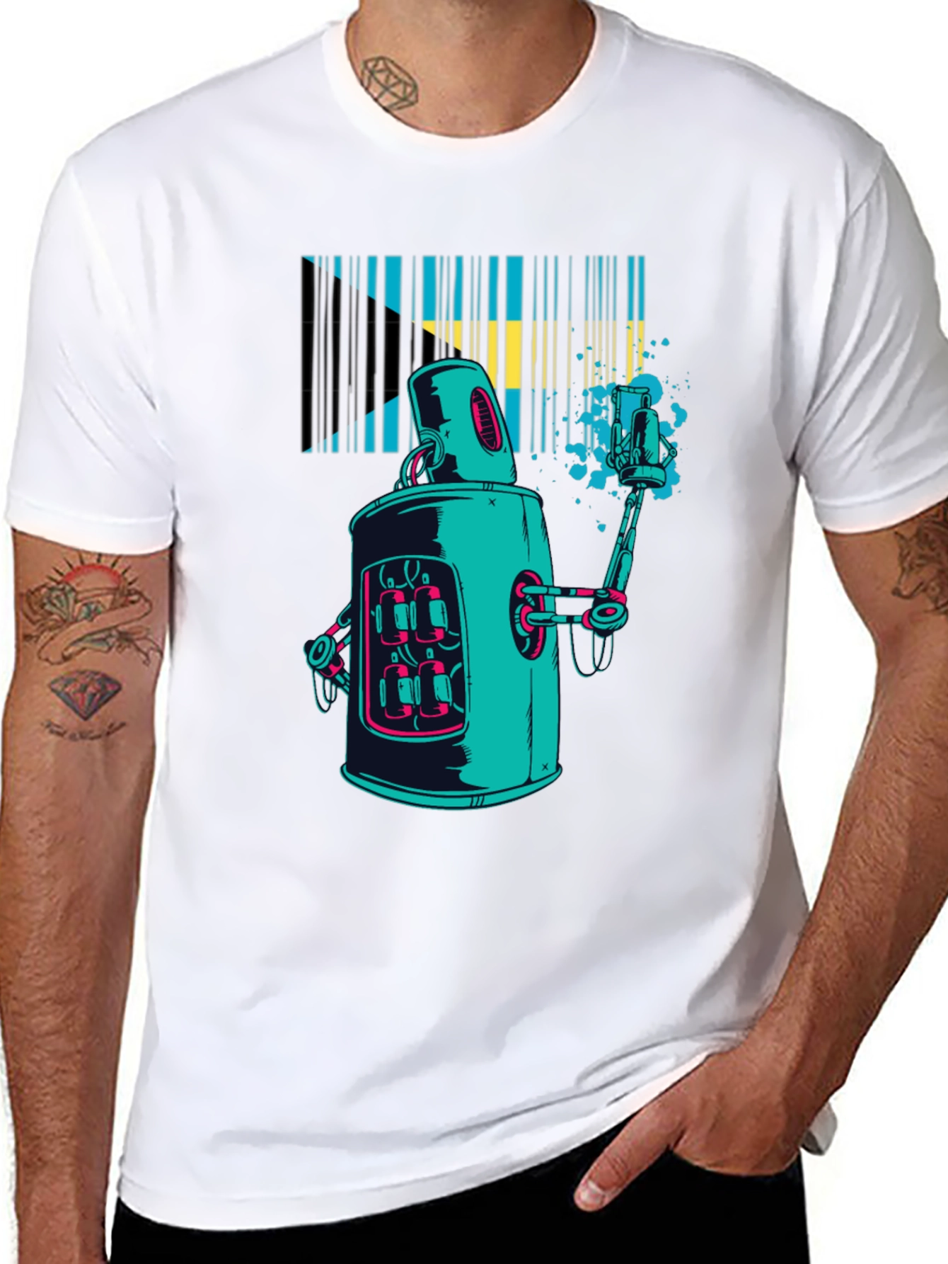 Robot Bahamas Flag Graphic Tee