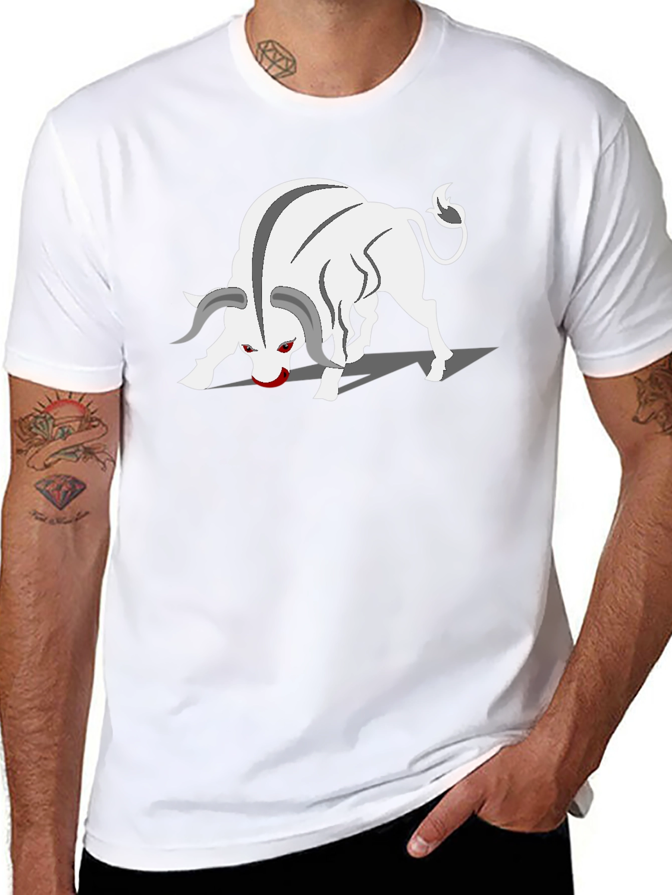 Bull Graphic Tee - Black Cotton Blend