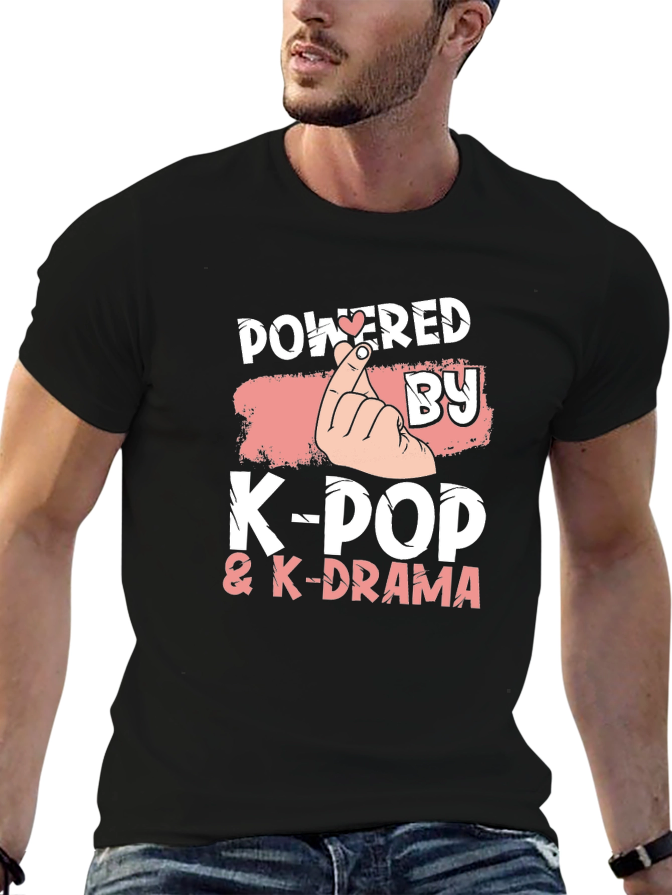 Powered by K-Pop & K-Drama Black T-Shirt