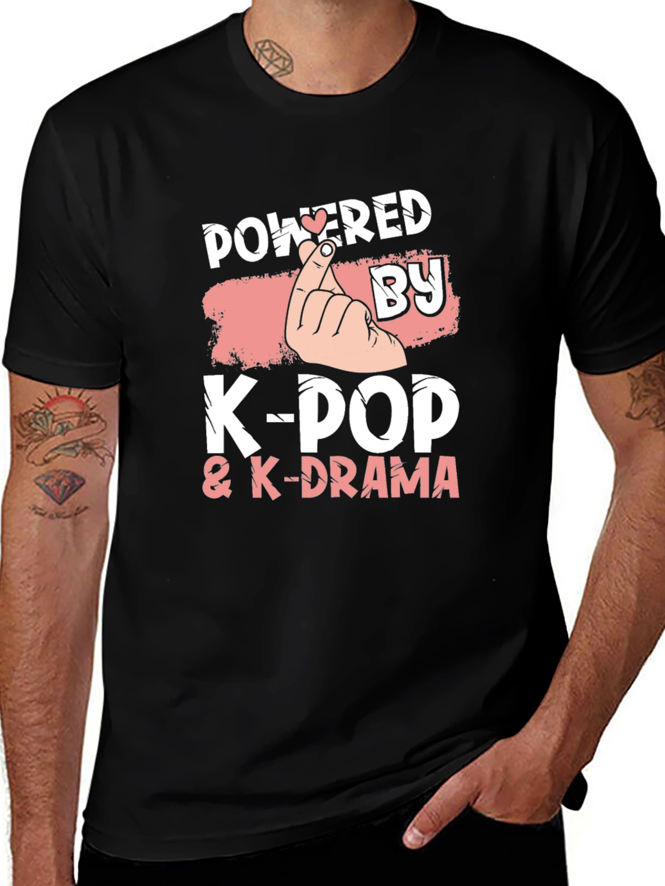 Powered by K-Pop & K-Drama Black T-Shirt