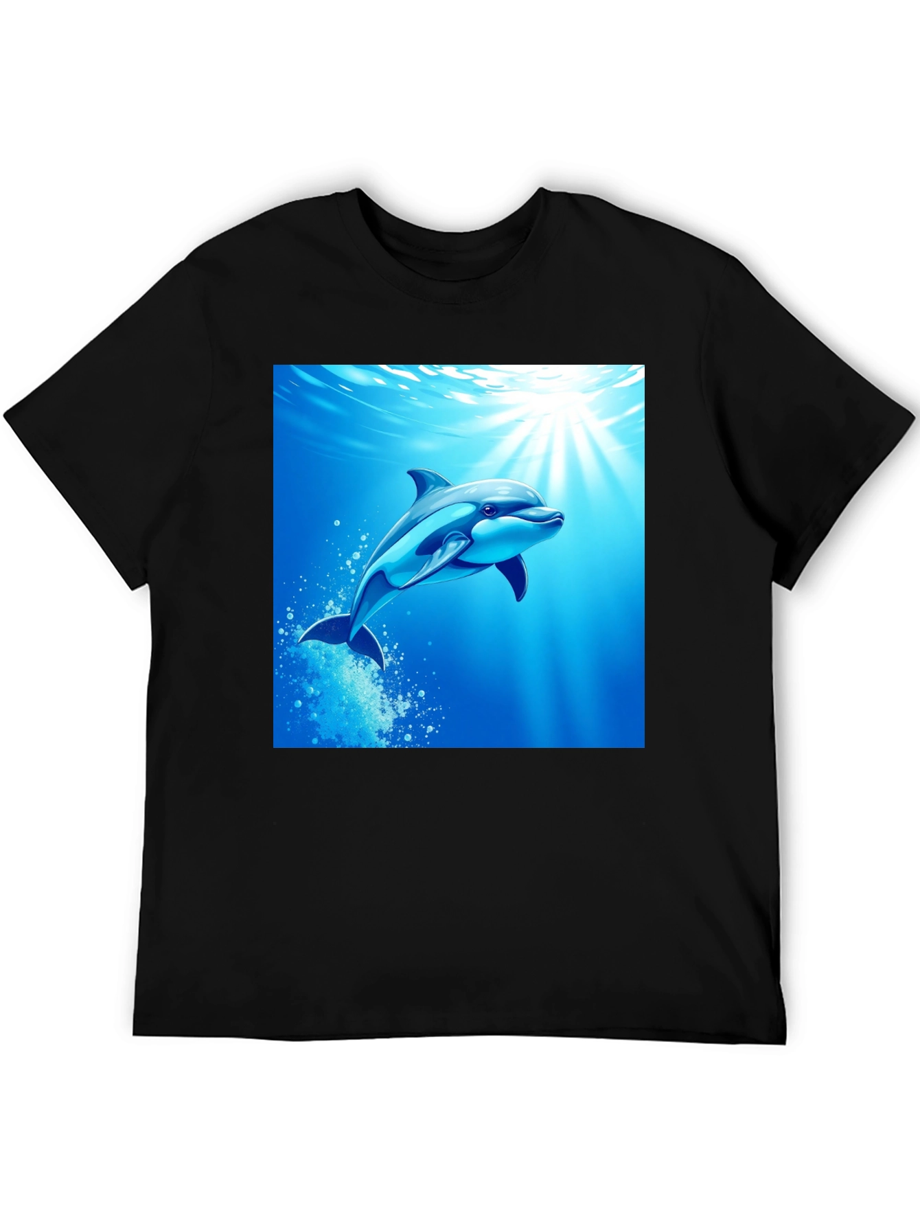 Dolphin Graphic Print Black T-Shirt