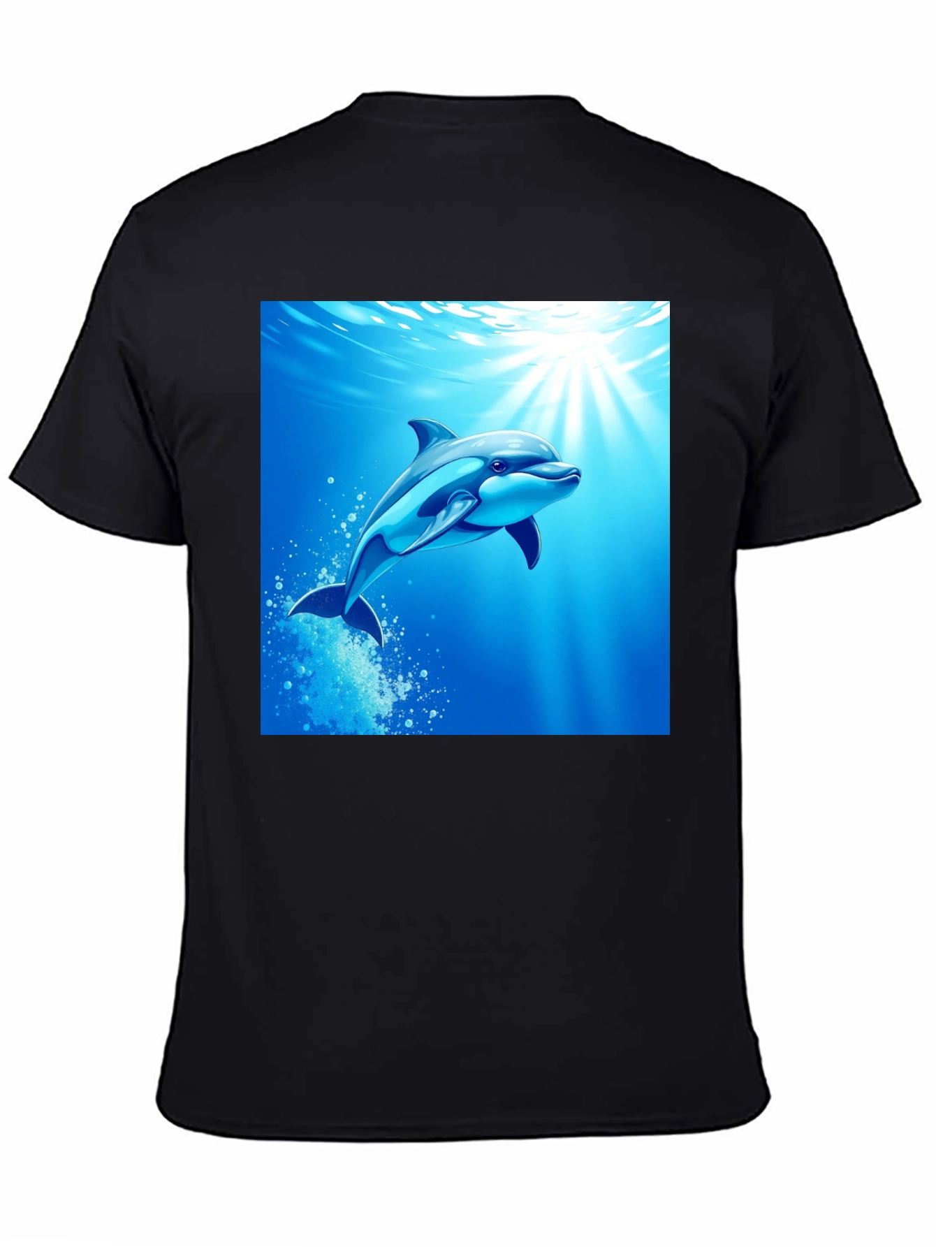 Dolphin Graphic Print Black T-Shirt