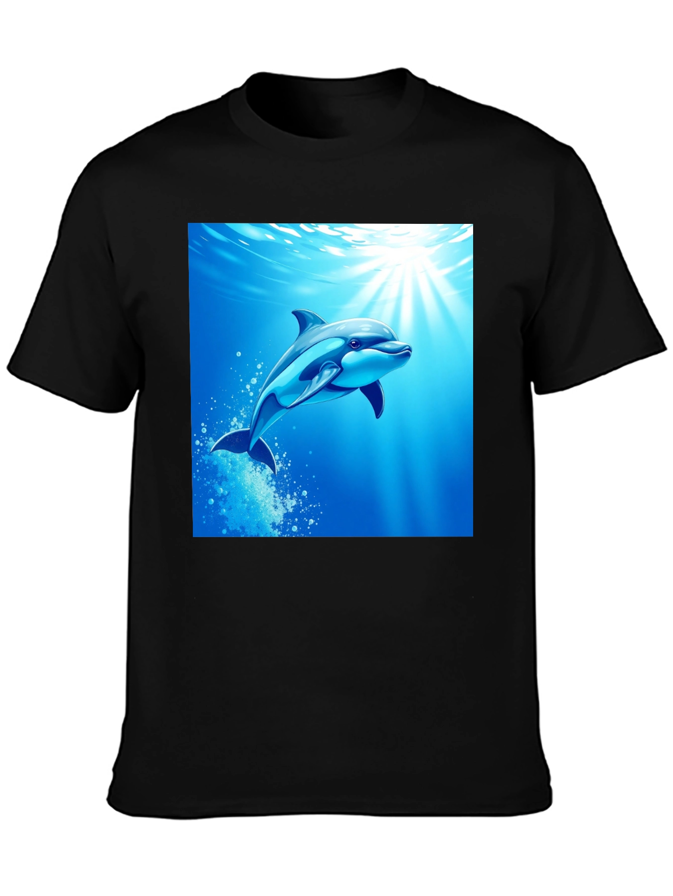 Dolphin Graphic Print Black T-Shirt