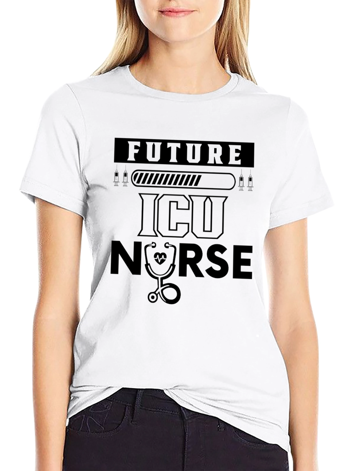 Future ICU Nurse Black Graphic T-Shirt