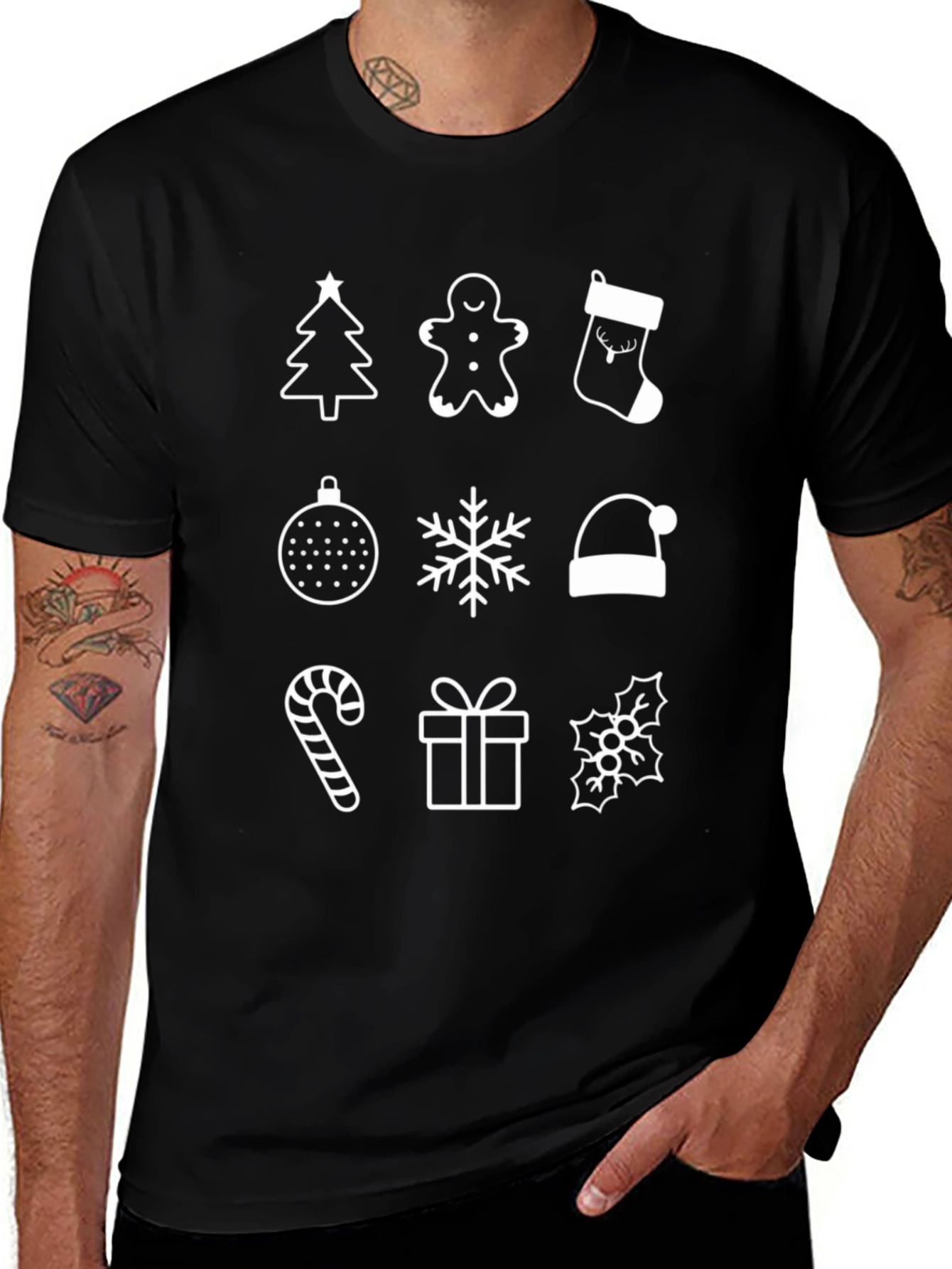 Festive Christmas Icons T-Shirt - Holiday Cheer