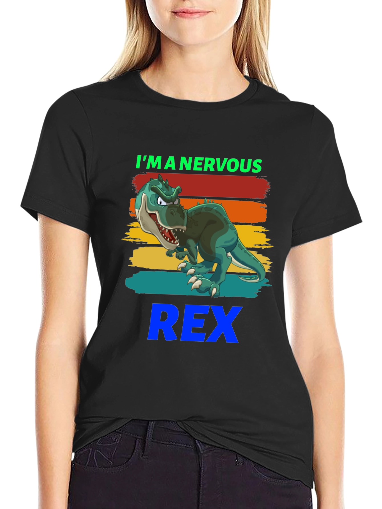 Nervous Rex T-Shirt - Cartoon Dinosaur Tee
