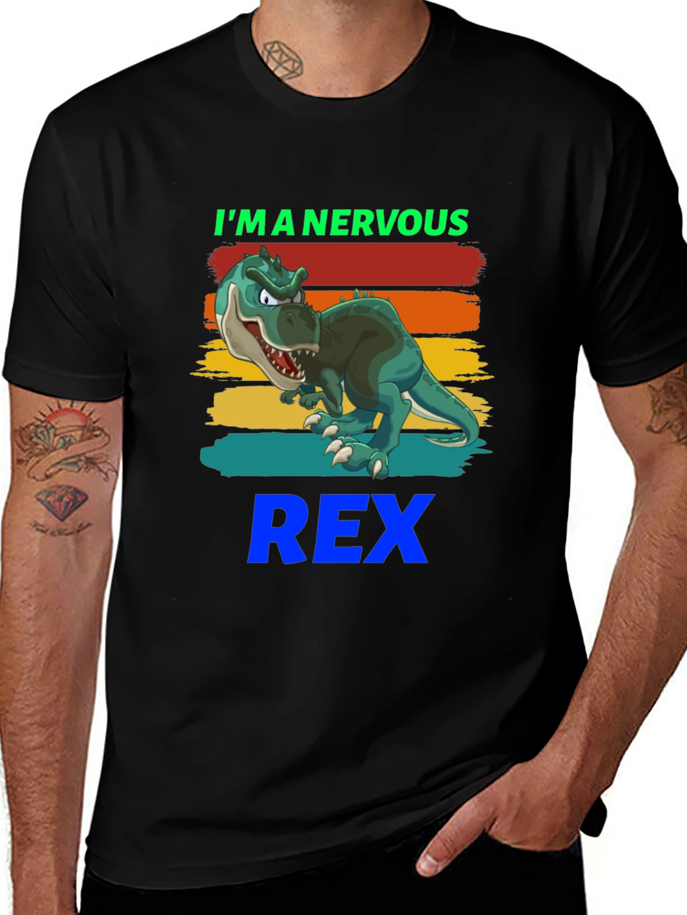 Nervous Rex T-Shirt - Cartoon Dinosaur Tee