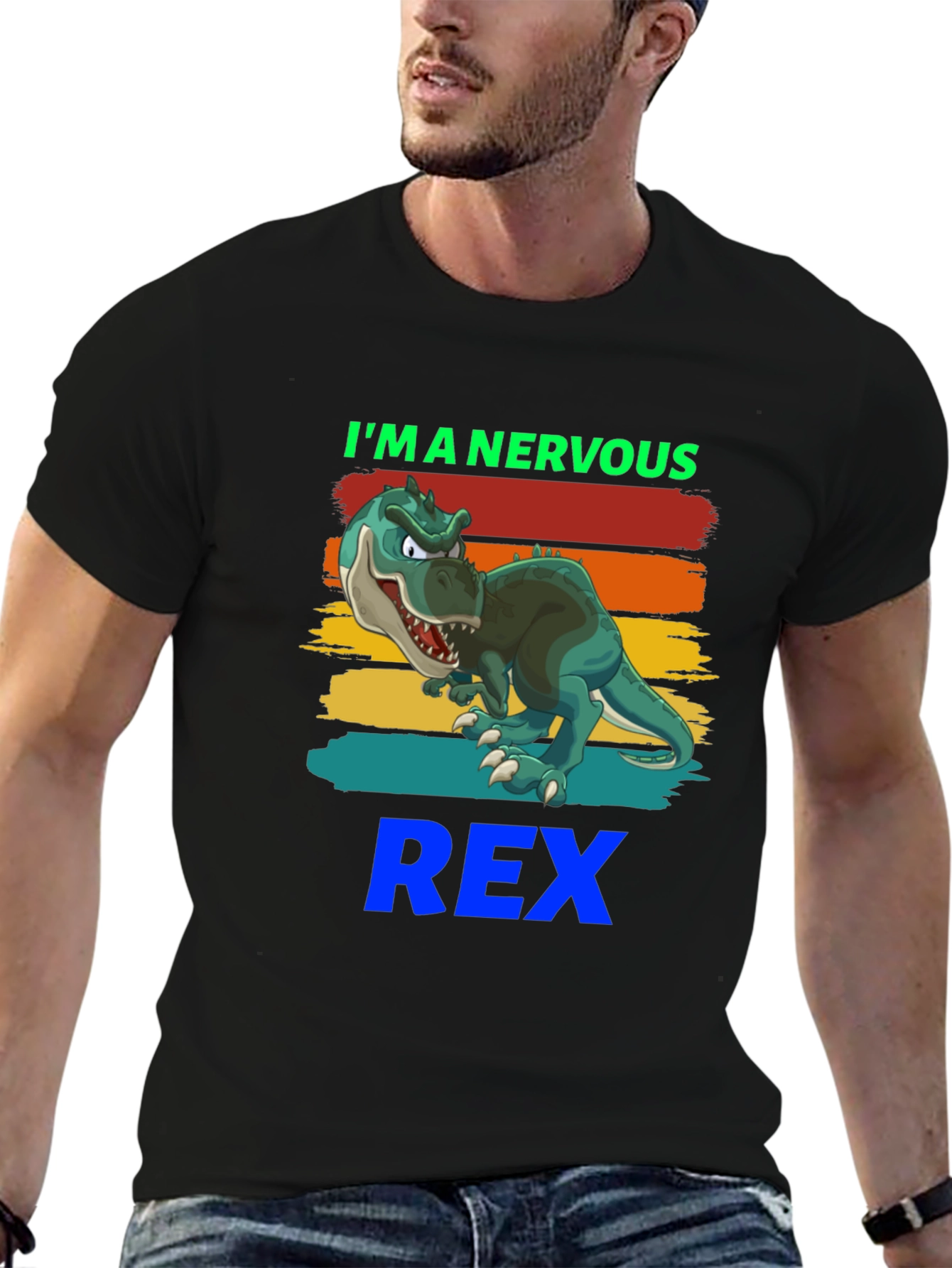 Nervous Rex T-Shirt - Cartoon Dinosaur Tee