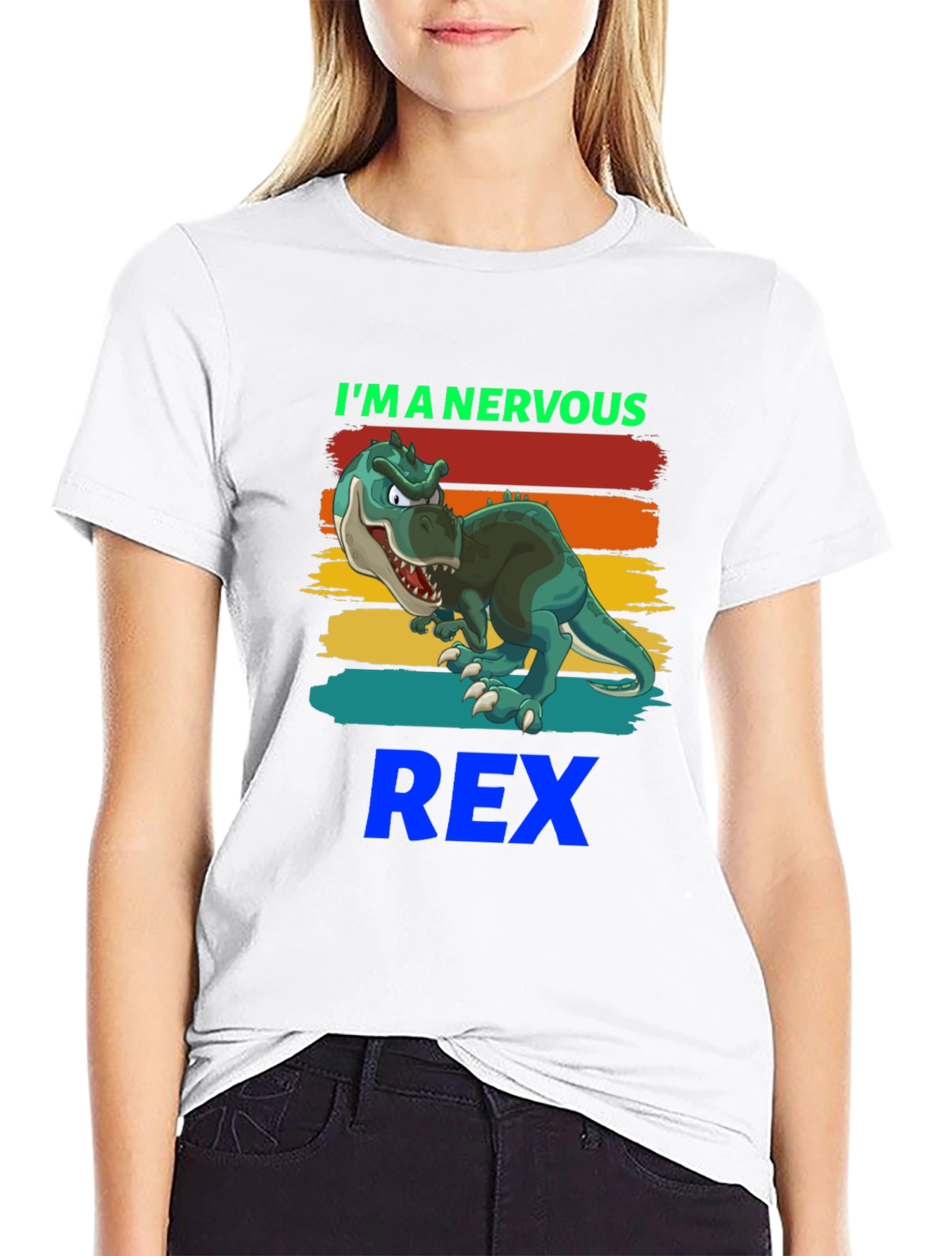 Nervous Rex T-Shirt - Cartoon Dinosaur Tee