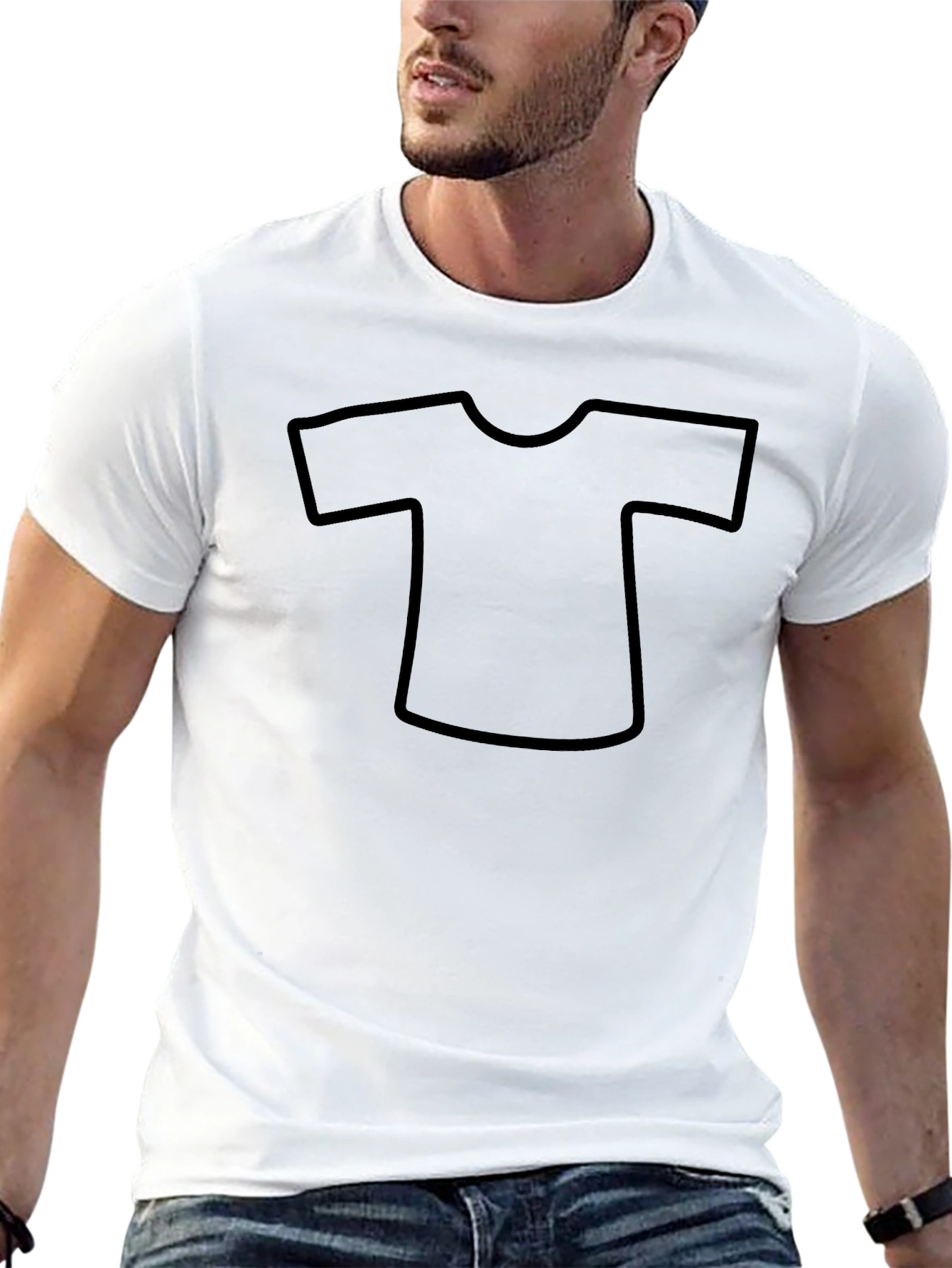 Mens Black T-Shirt with Graphic Outline