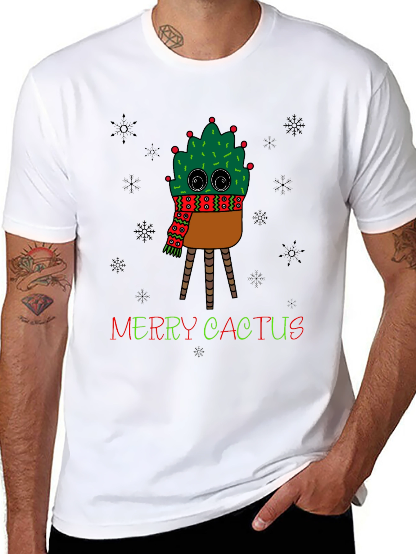 Merry Cactus Graphic T-Shirt - Holiday Humor