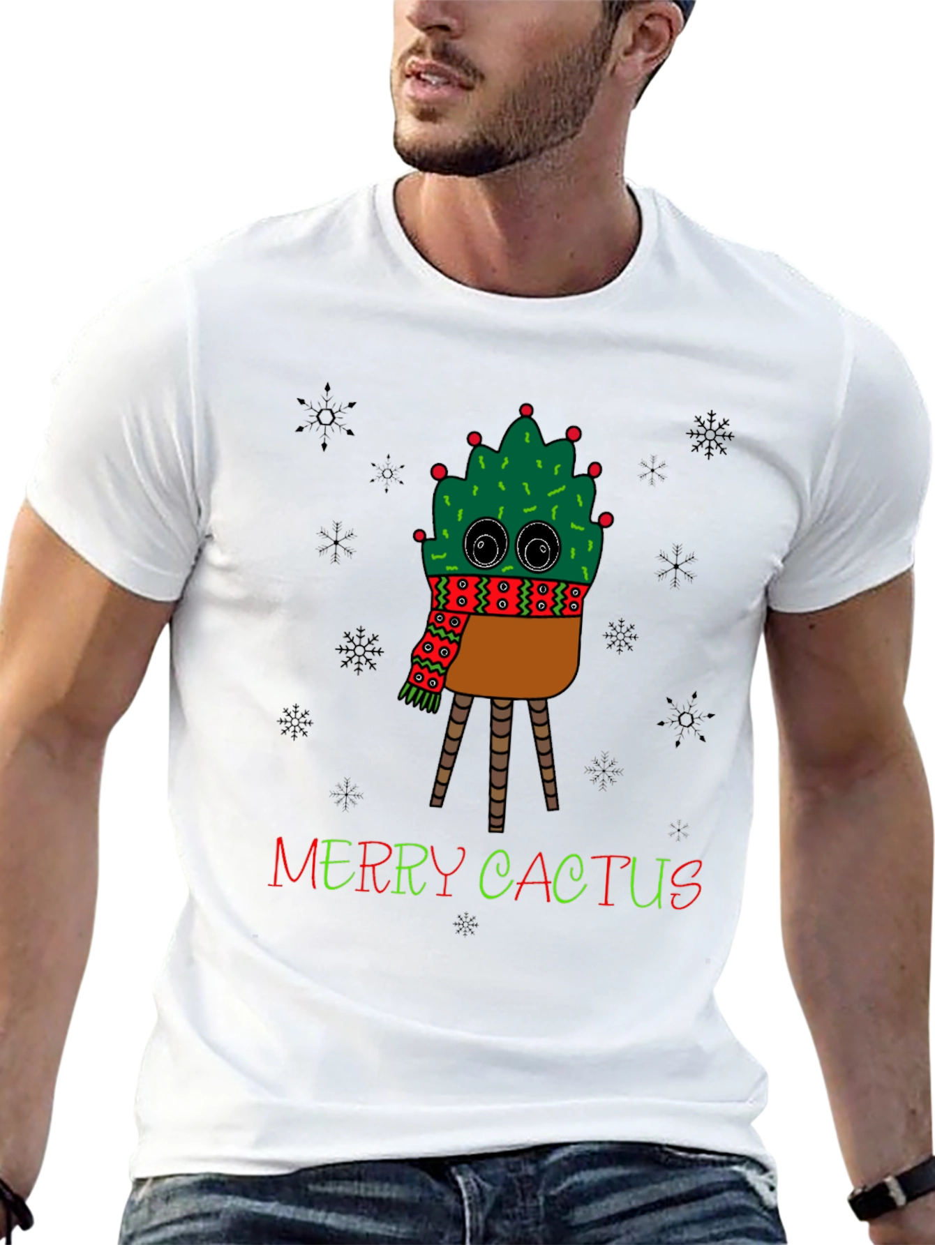 Merry Cactus Graphic T-Shirt - Holiday Humor