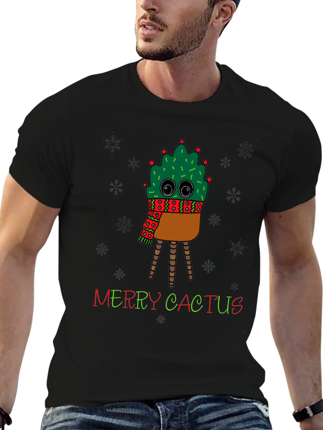 Merry Cactus Graphic T-Shirt - Holiday Humor