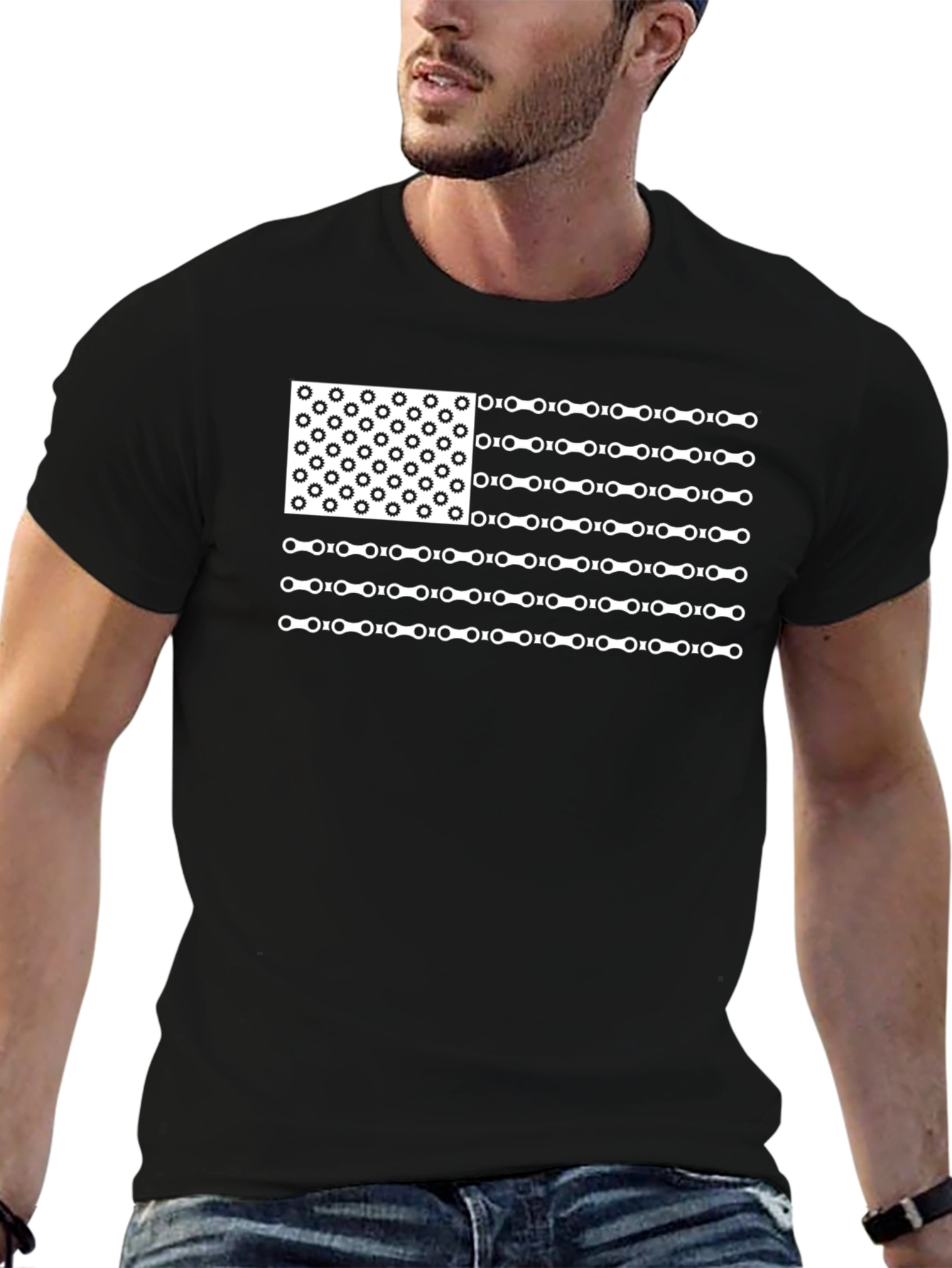 American Flag Bike Chain T-Shirt
