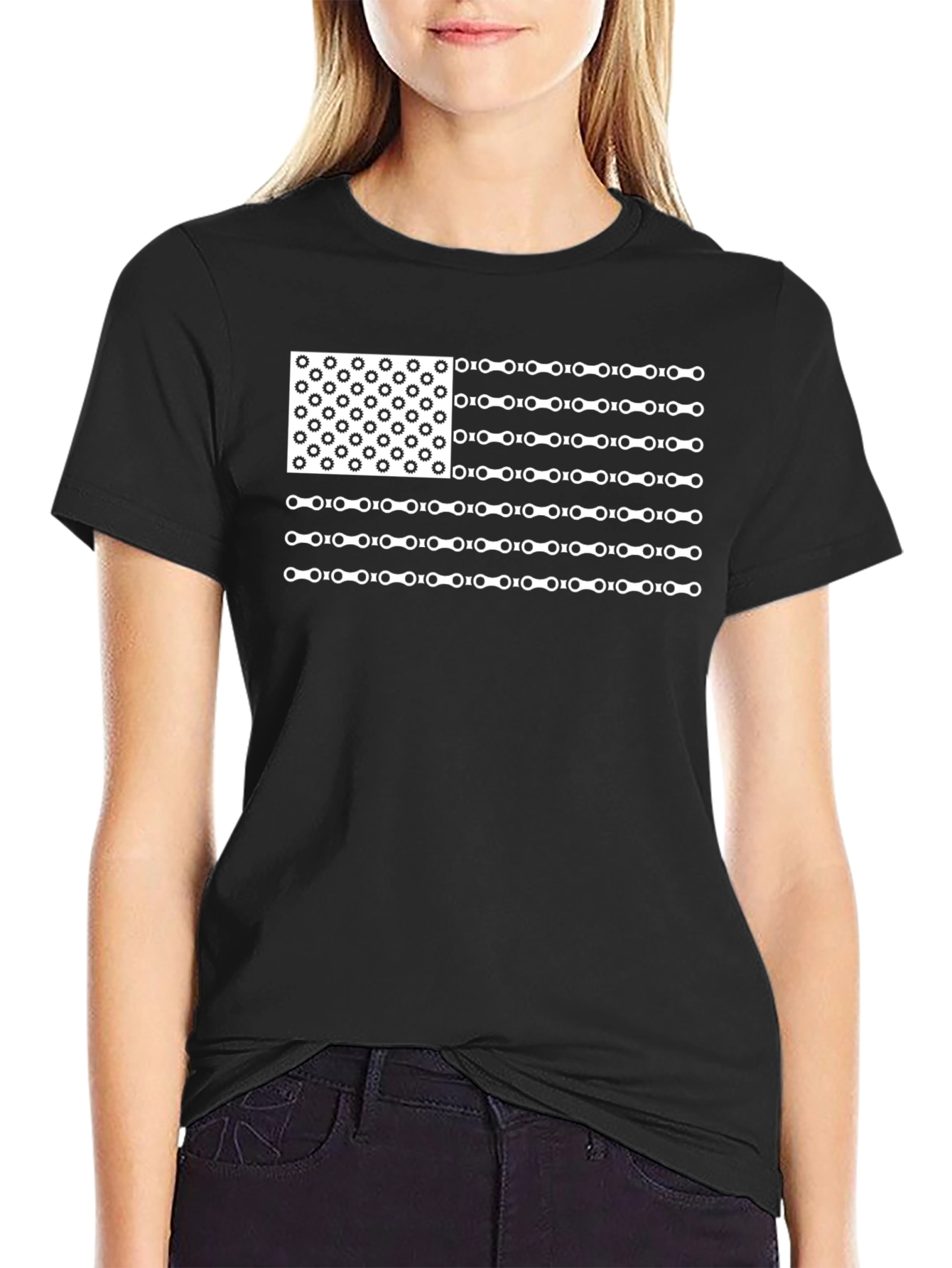 American Flag Bike Chain T-Shirt