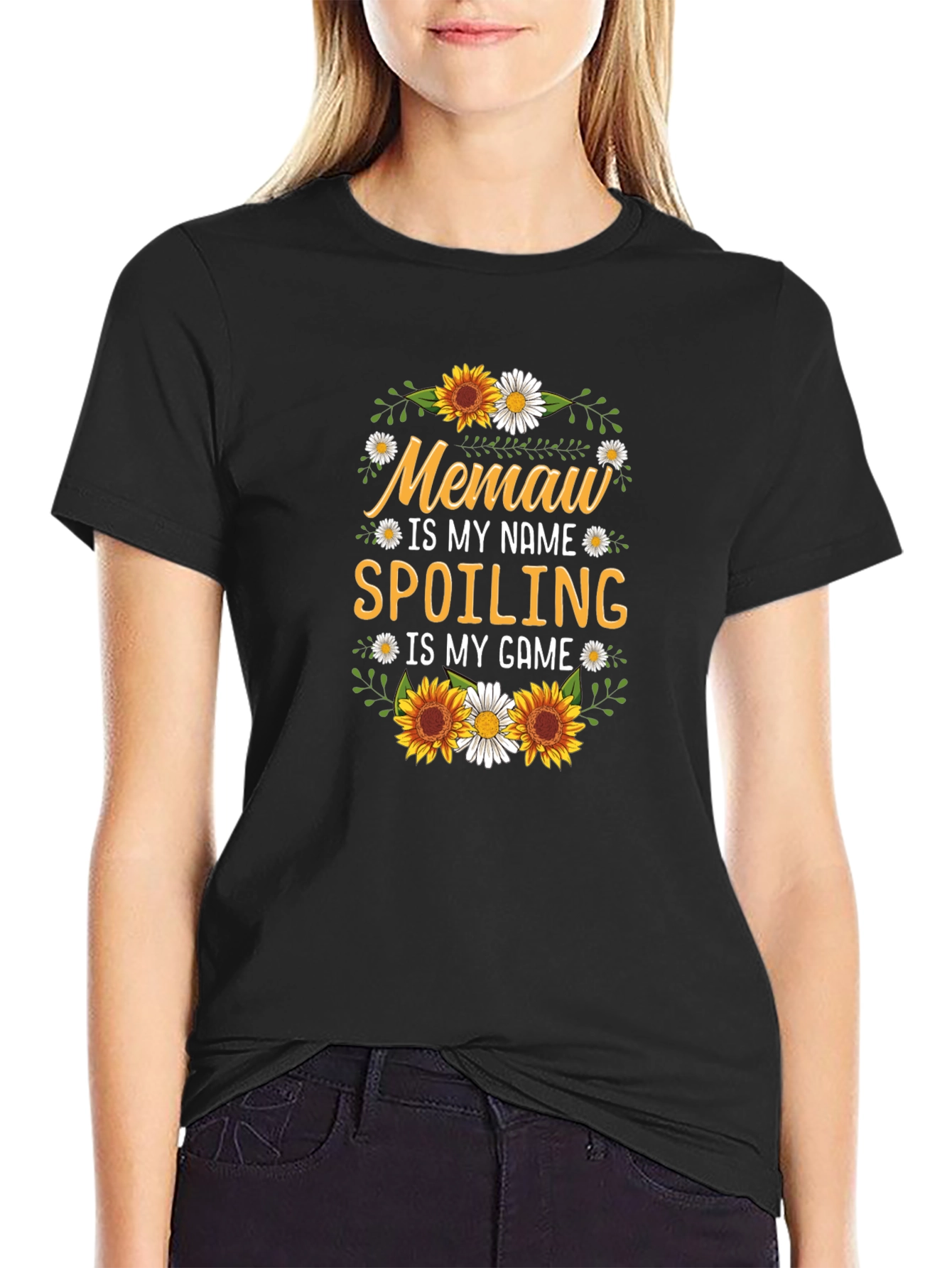Memaw Spoiling Game T-Shirt Floral Design