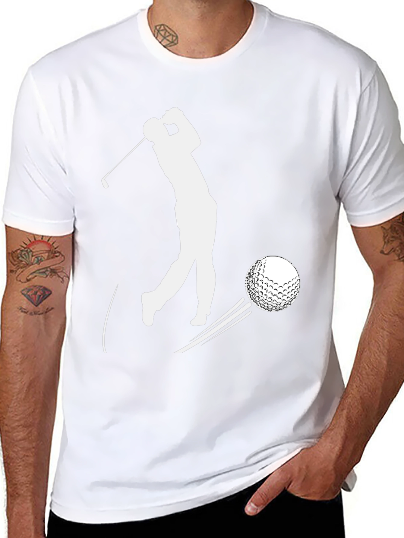 Golf Swing T-Shirt - Black Tee with Golfer Design