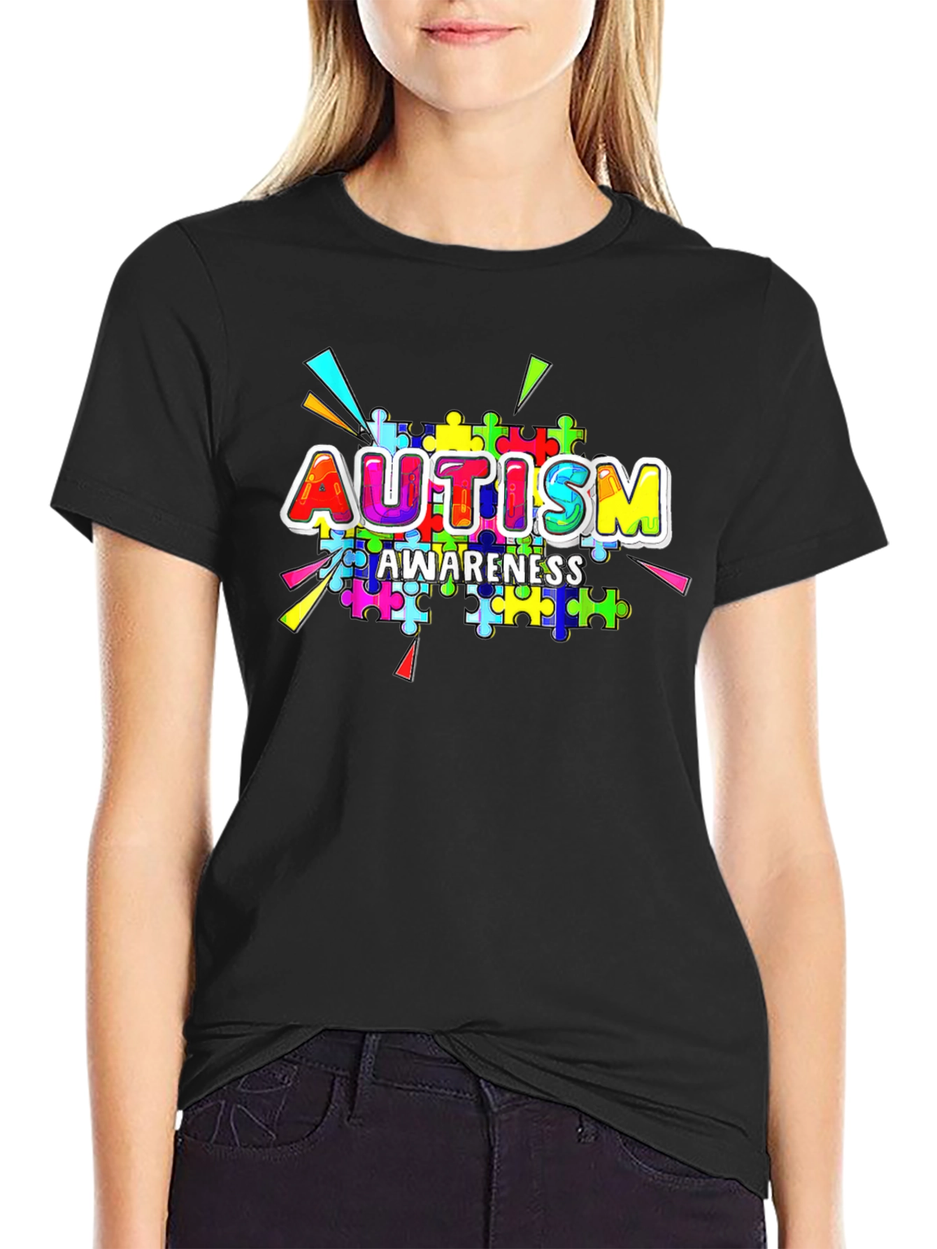 Autism Awareness Puzzle Piece Graphic T-Shirt