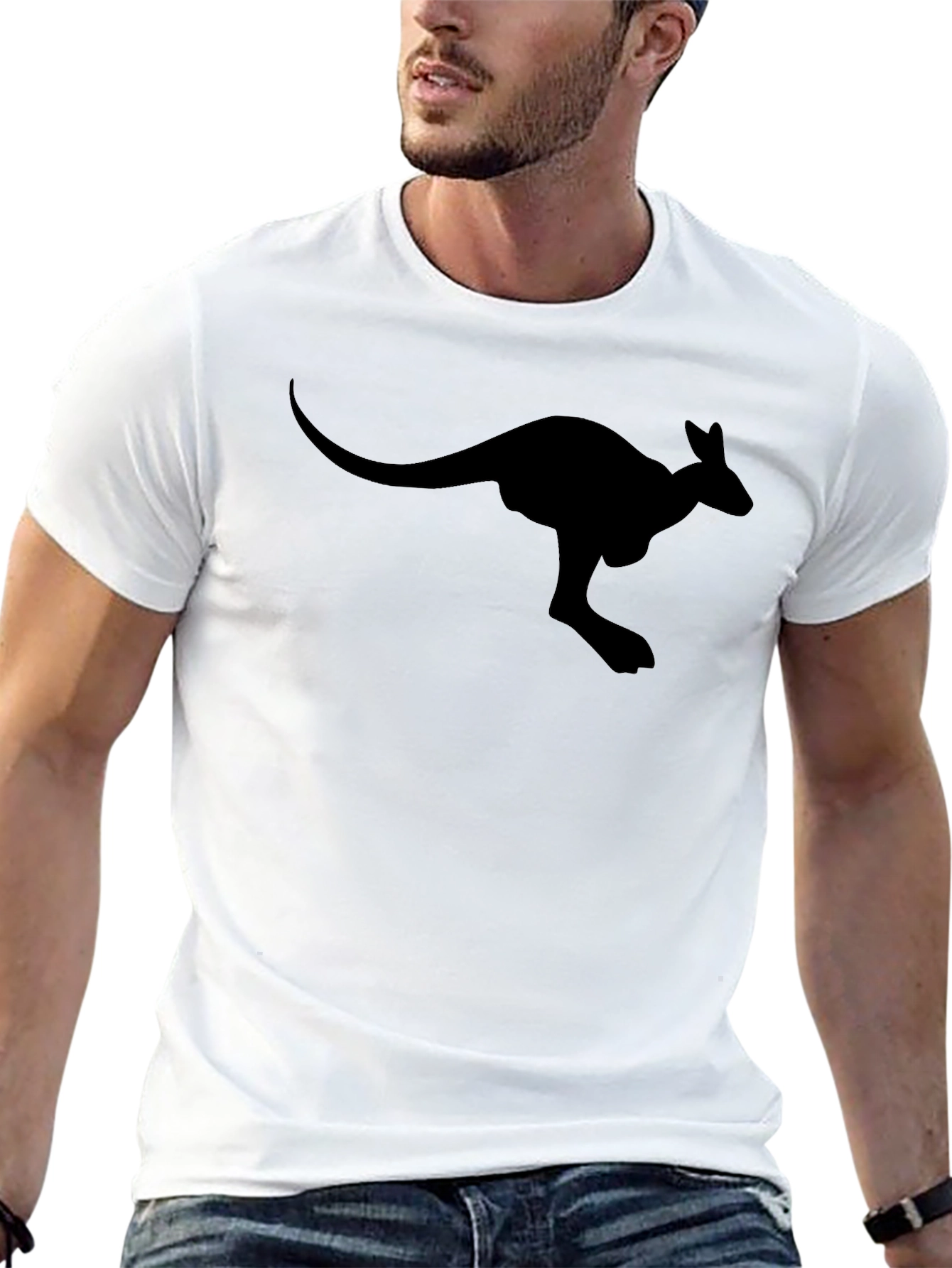 Black Kangaroo T-Shirt - Animal Graphic Tee