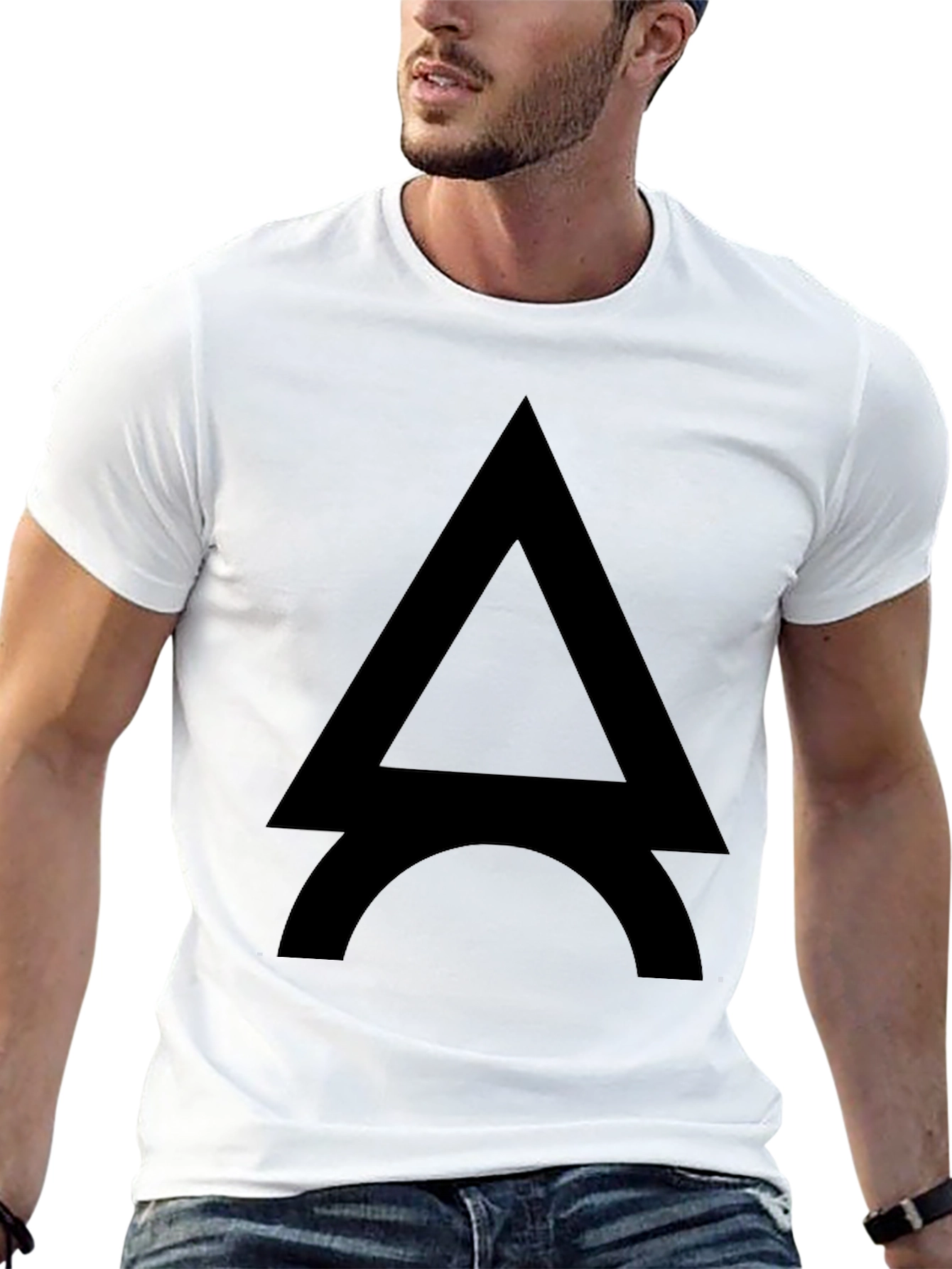 Modern Eiffel Tower Graphic Tee - Black Cotton Blend