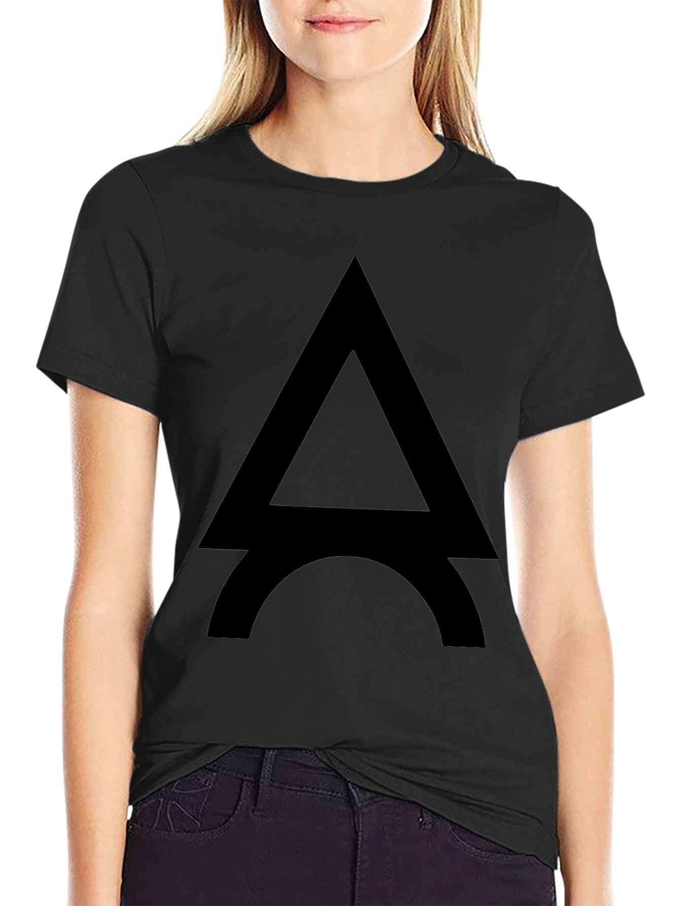 Modern Eiffel Tower Graphic Tee - Black Cotton Blend