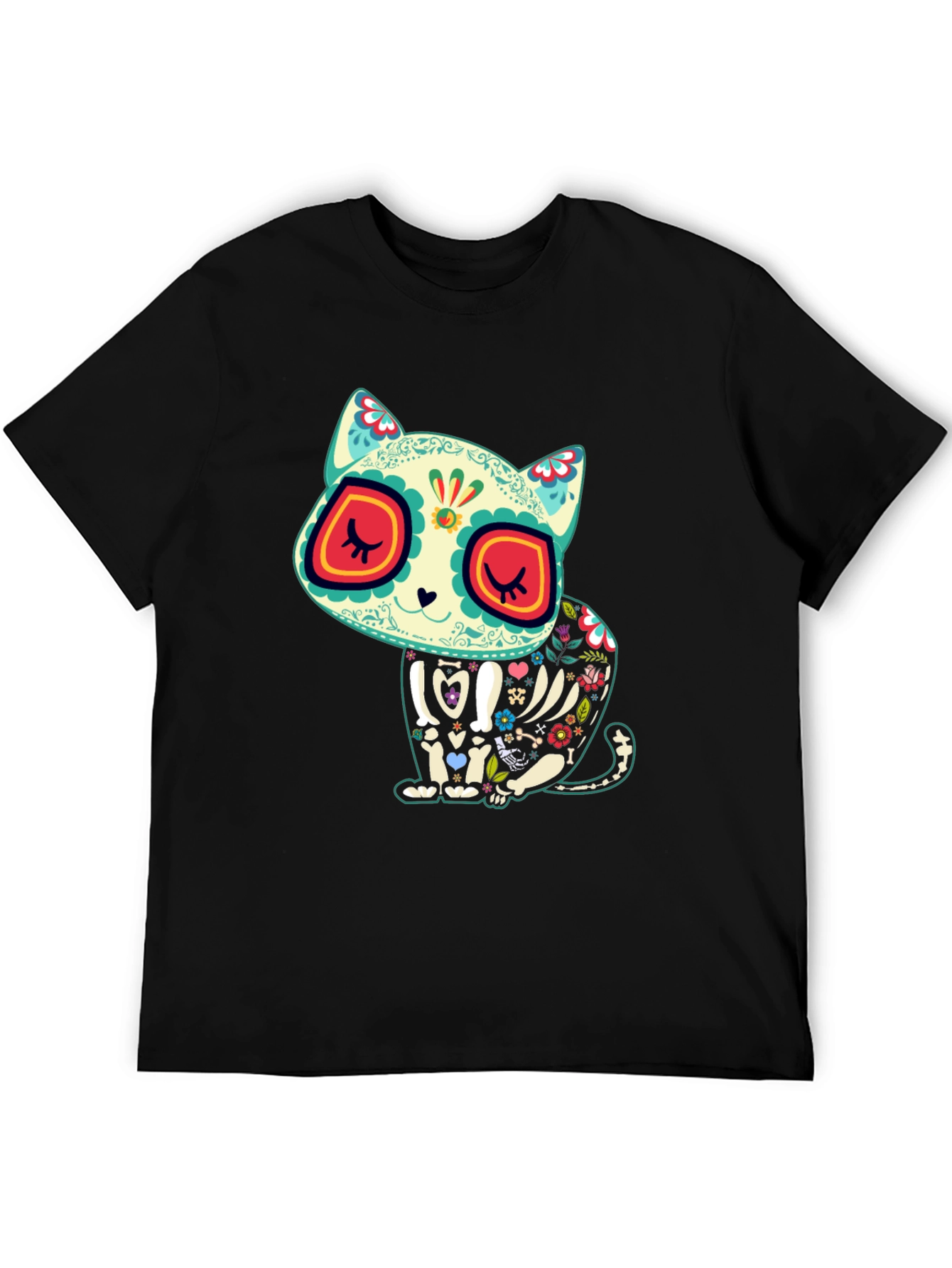 Sugar Skull Cat T-Shirt - Dia de los Muertos