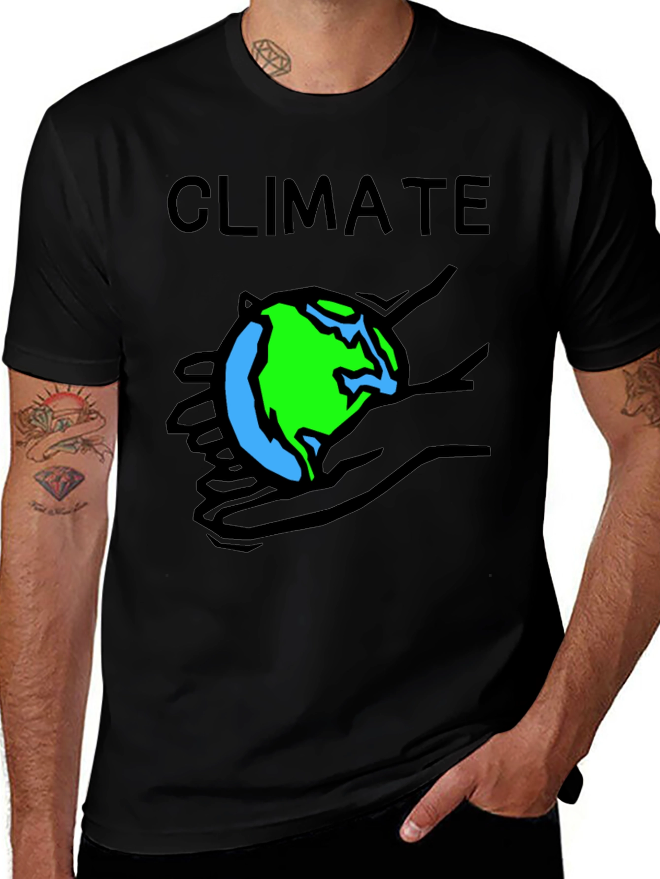 Climate Earth T-Shirt Black Crew Neck Tee