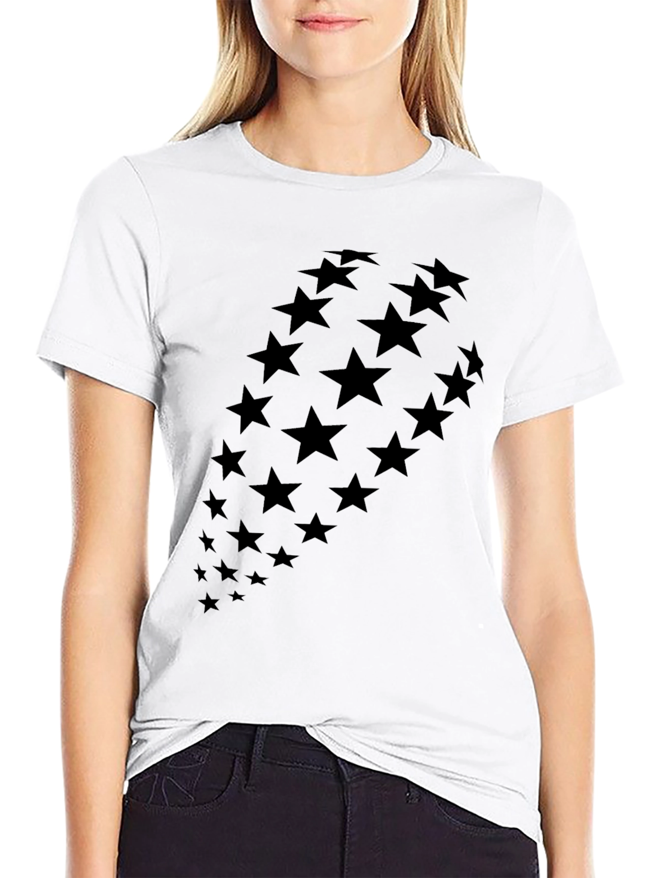 Stylish Black Star Pattern T-Shirt