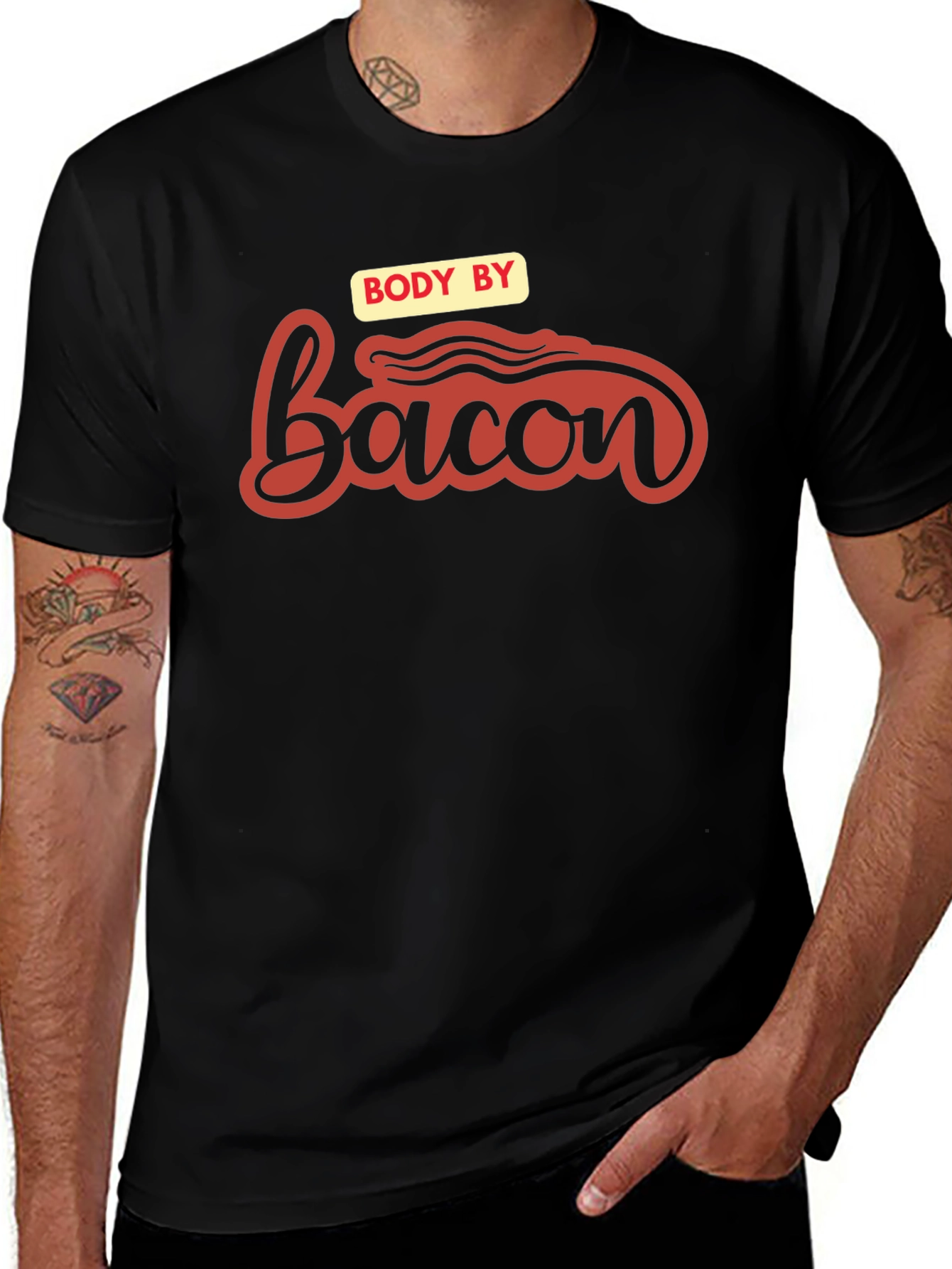 Body by Bacon Graphic Tee - Funny Foodie Shirt