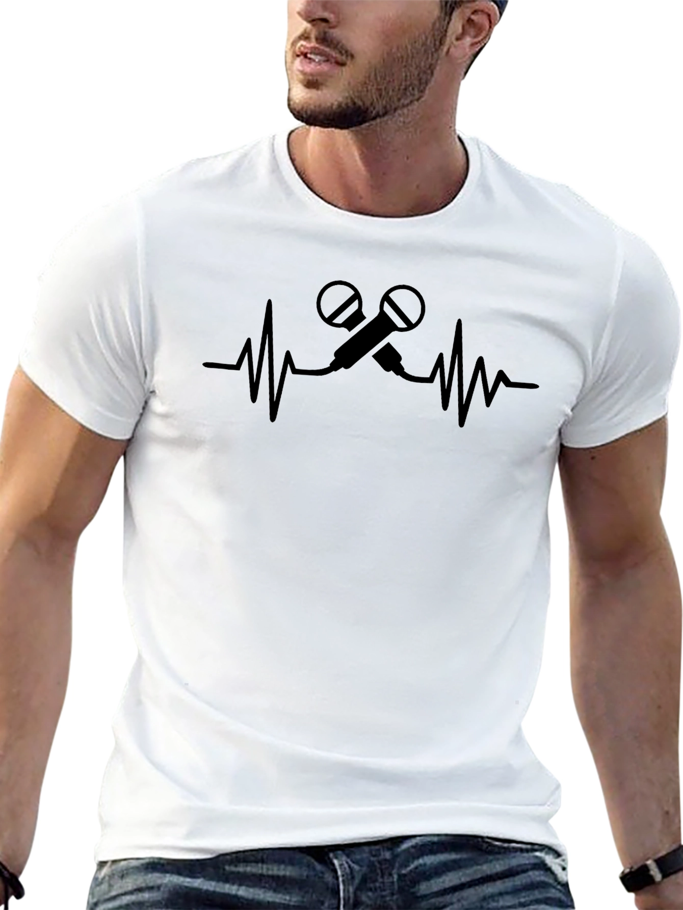 Mic Heartbeat Graphic Black T-Shirt