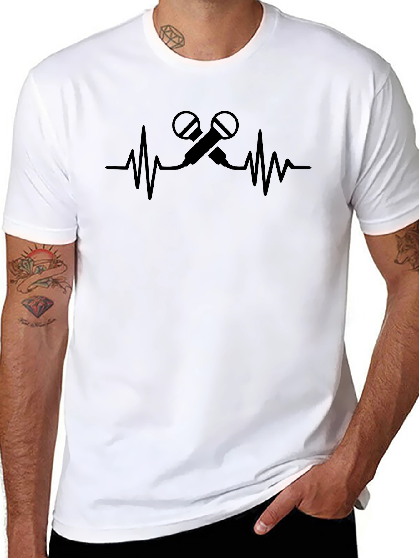 Mic Heartbeat Graphic Black T-Shirt