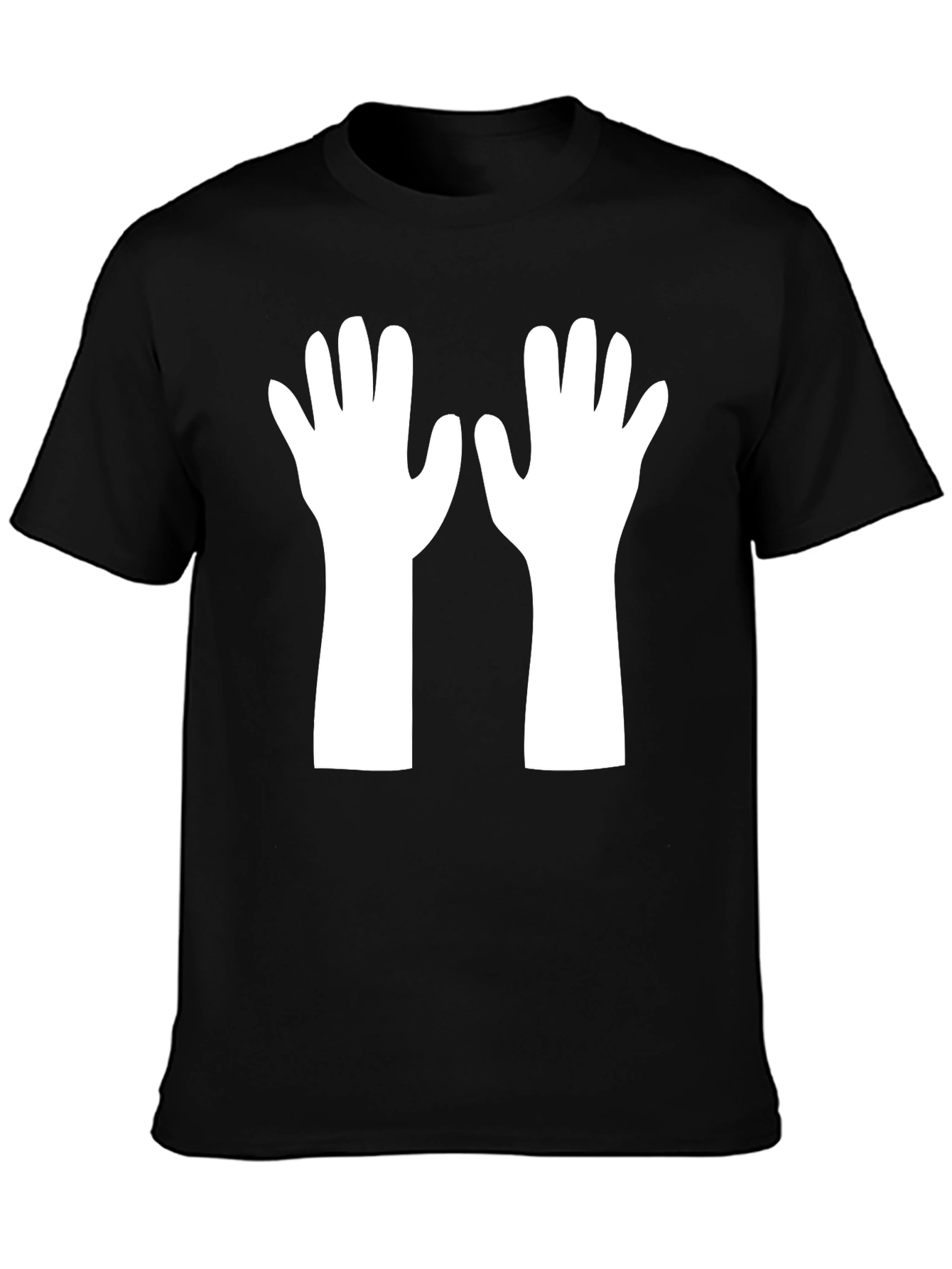 Black T-Shirt with White Hands Graphic