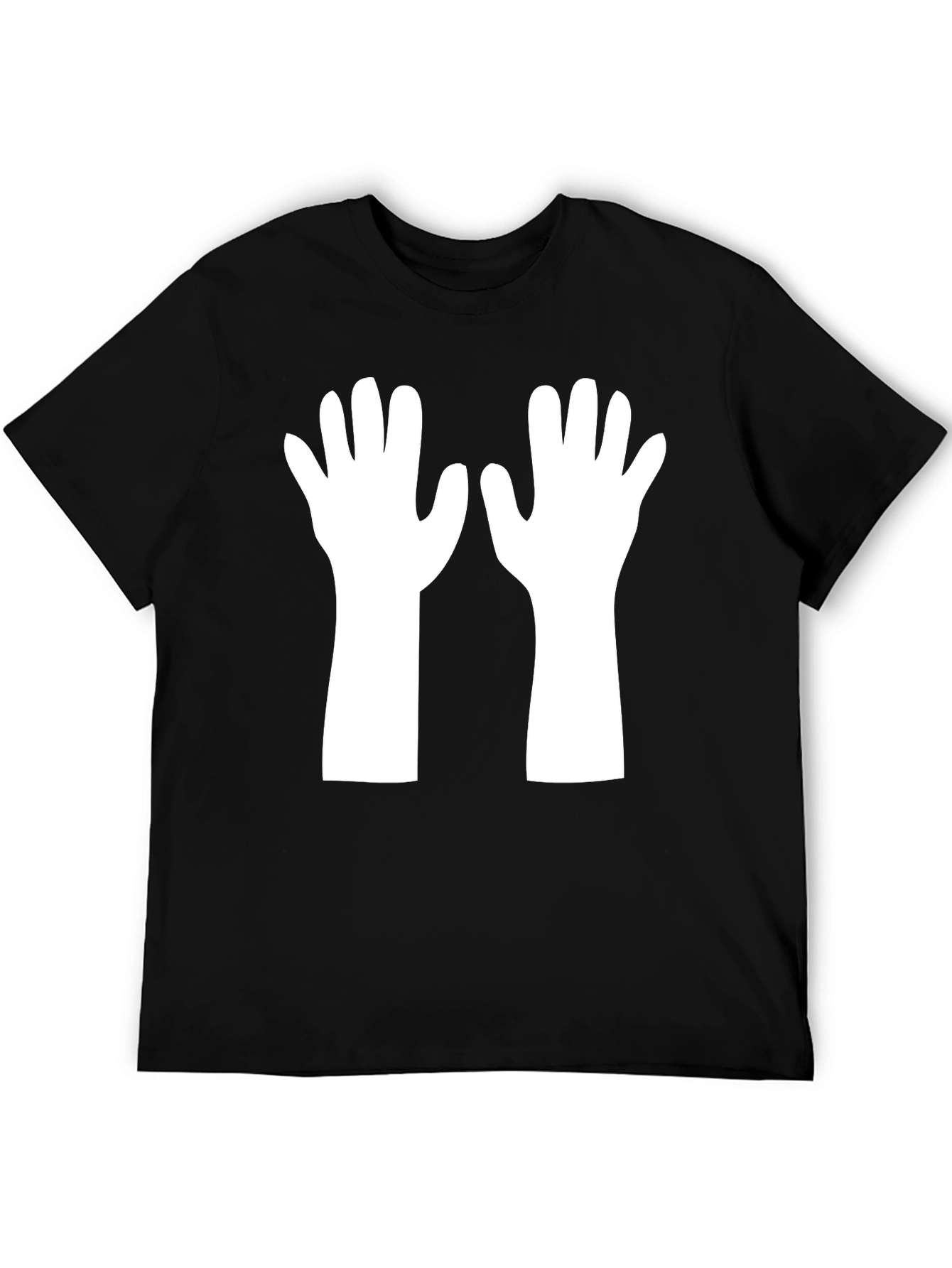 Black T-Shirt with White Hands Graphic