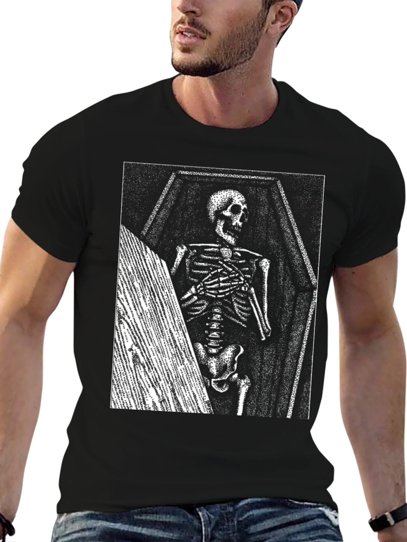 Skeleton Coffin T-Shirt - Unique Graphic Tee