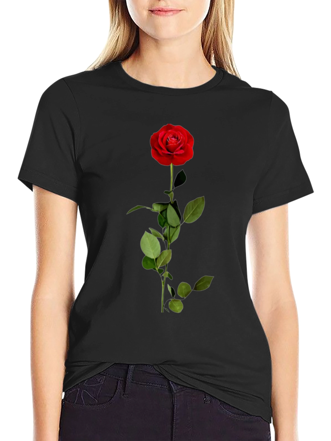 Red Rose Graphic T-Shirt - Classic Floral Design