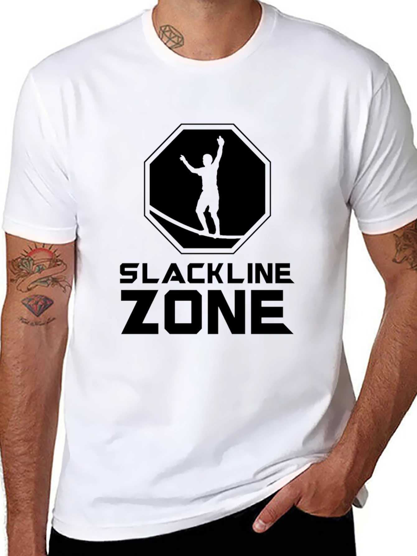 Slackline Zone Graphic Tee - Black Cotton T-Shirt
