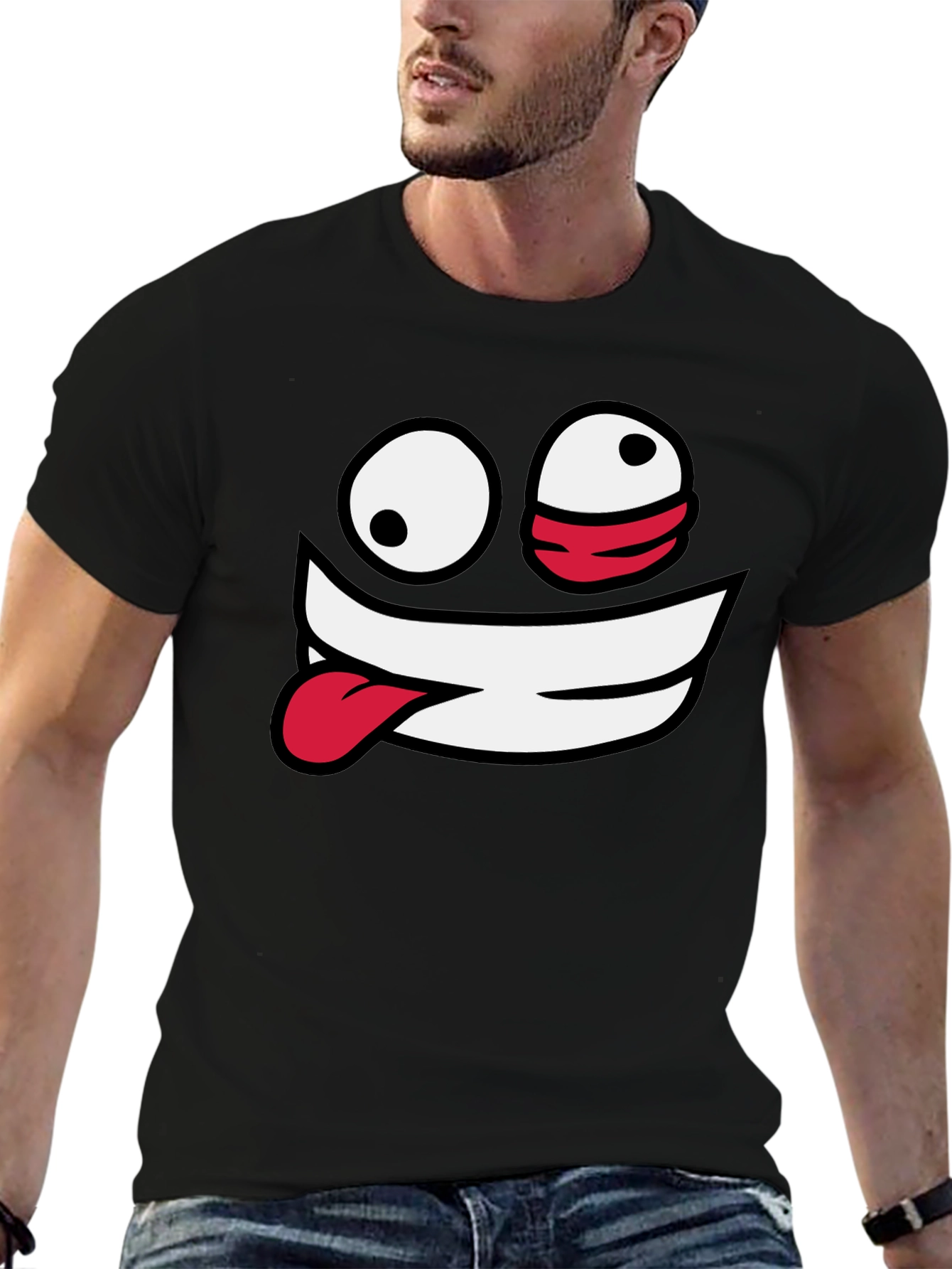 Crazy Face Graphic Black T-Shirt