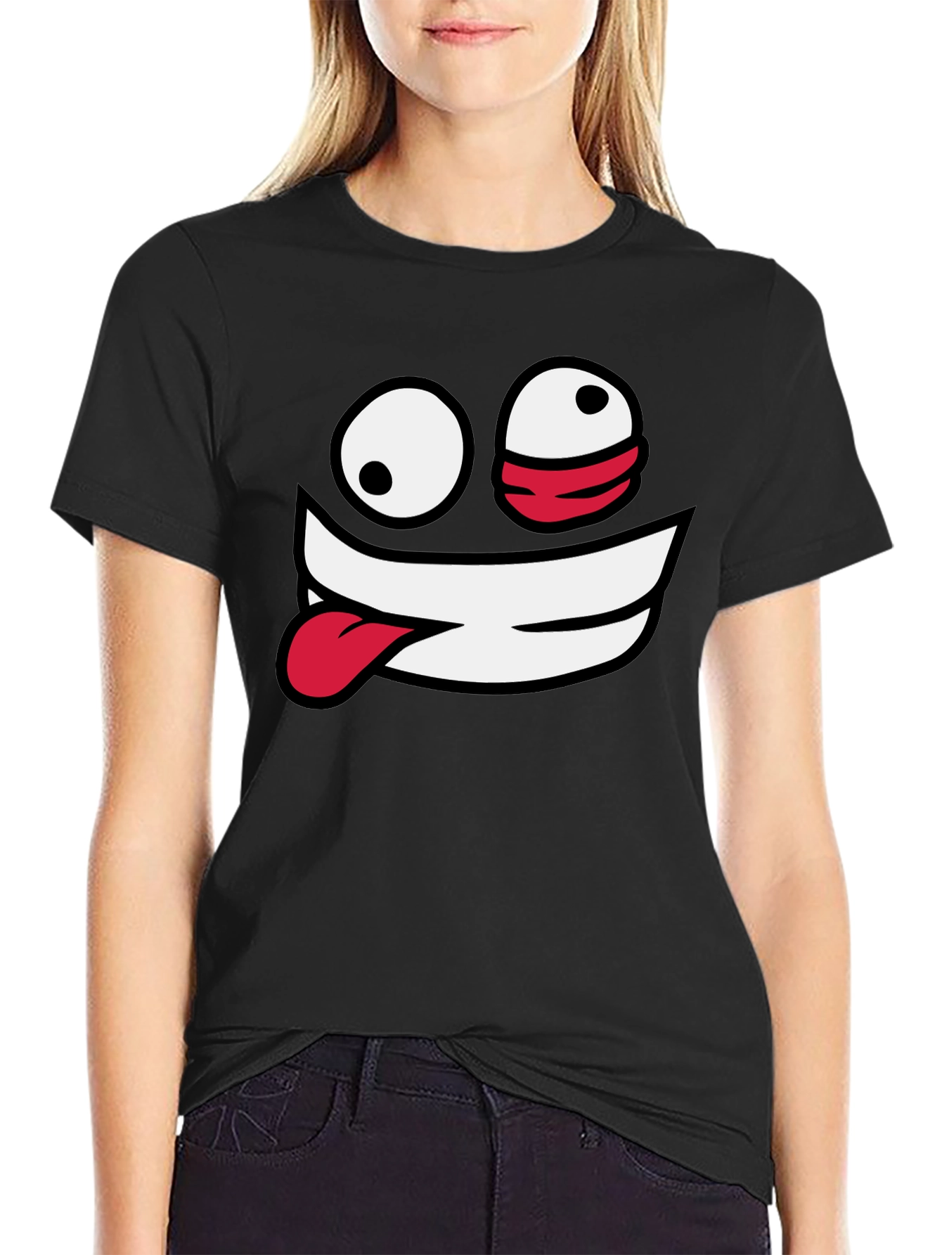 Crazy Face Graphic Black T-Shirt