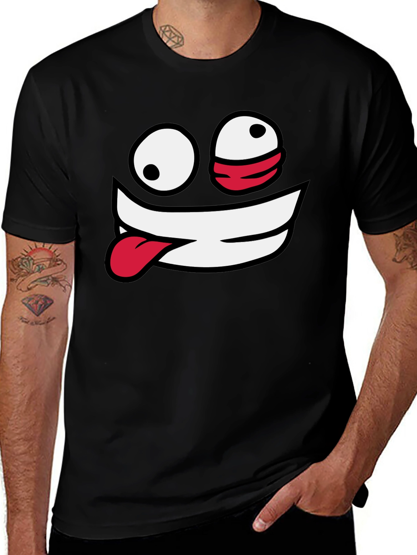 Crazy Face Graphic Black T-Shirt