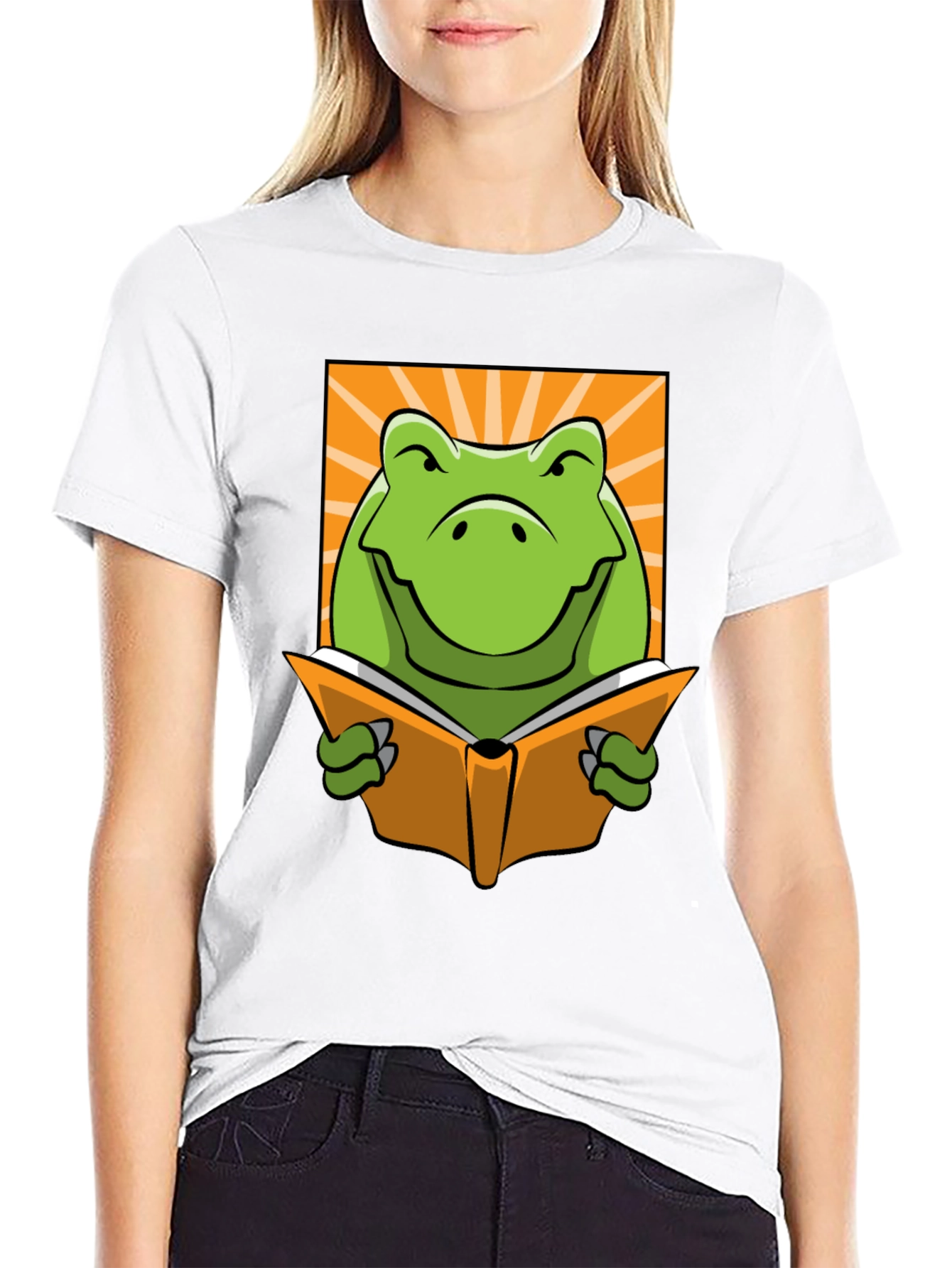 Frog Reading Book Graphic T-Shirt