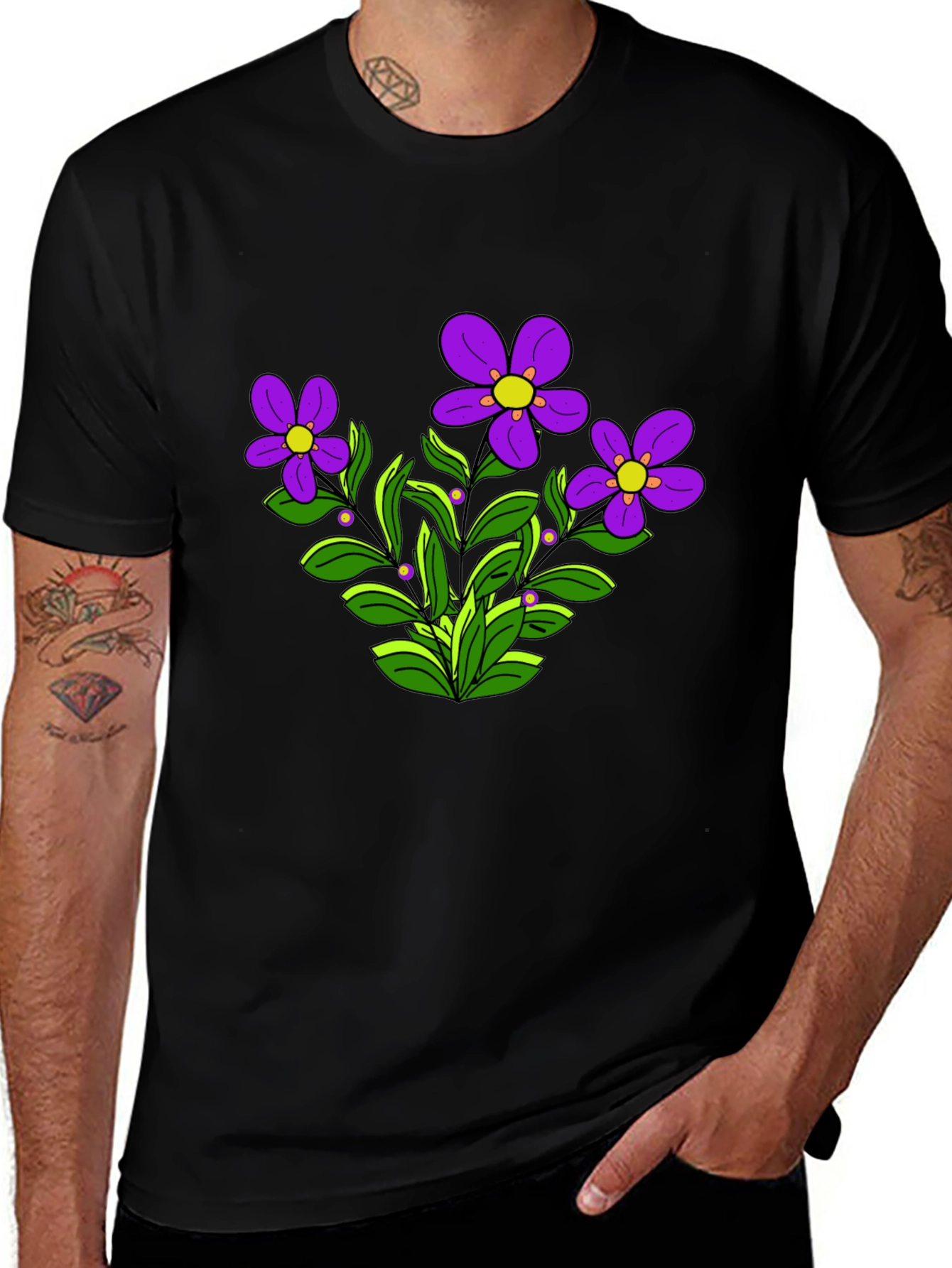 Floral Graphic T-Shirt - Purple Flowers