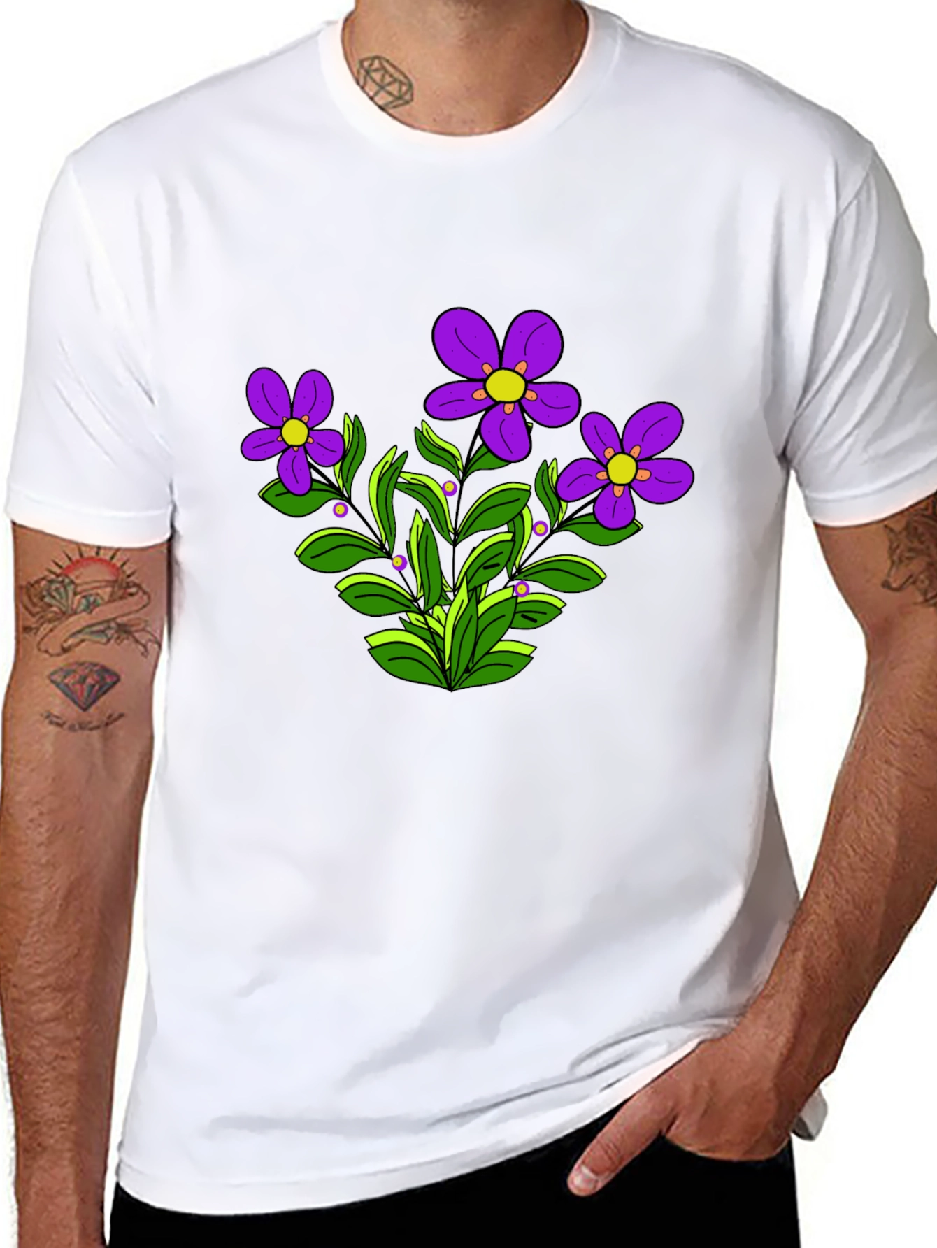 Floral Graphic T-Shirt - Purple Flowers