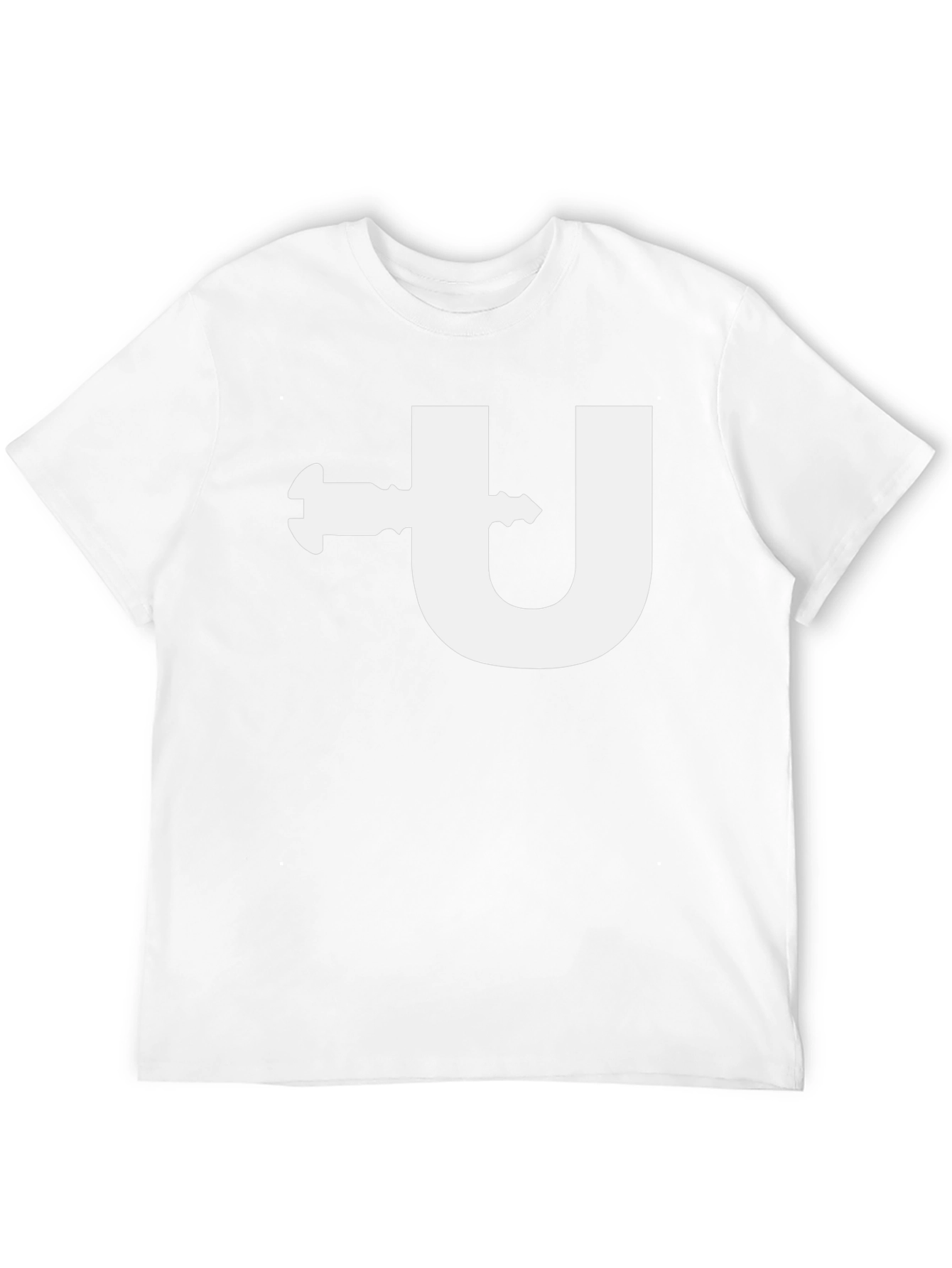 Modern Black T-Shirt with Letter U and Key Design