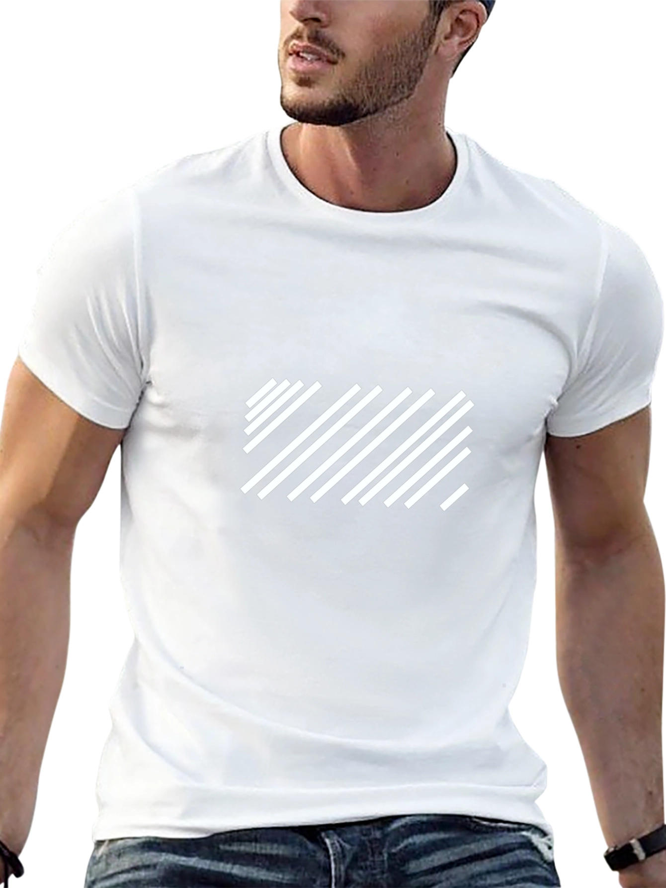 Modern Stripe Graphic Tee - Black