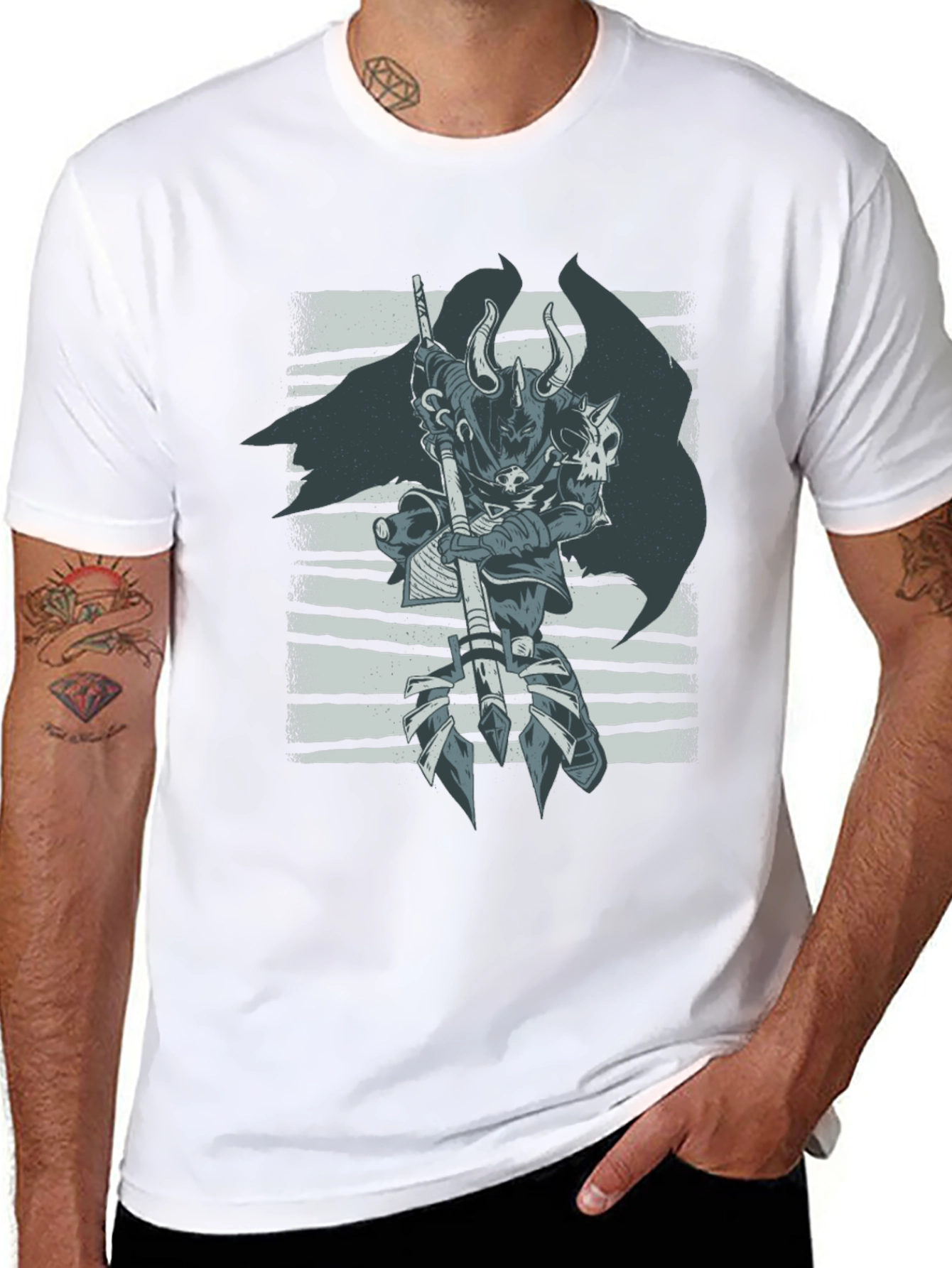 Warrior Graphic Print Black T-Shirt