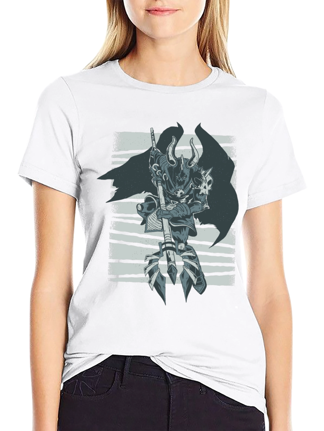 Warrior Graphic Print Black T-Shirt